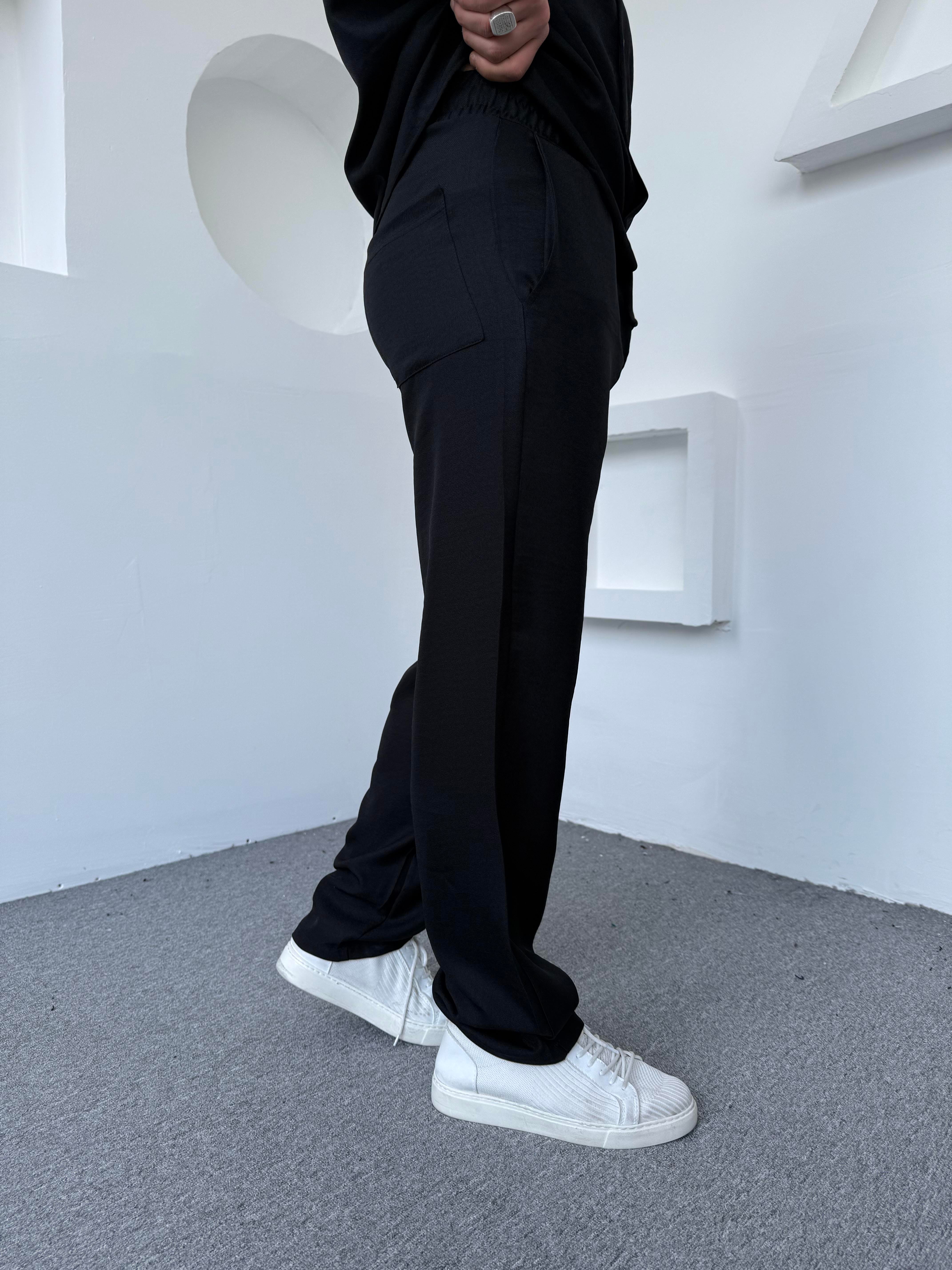 Keten Baggy Pantolon Siyah