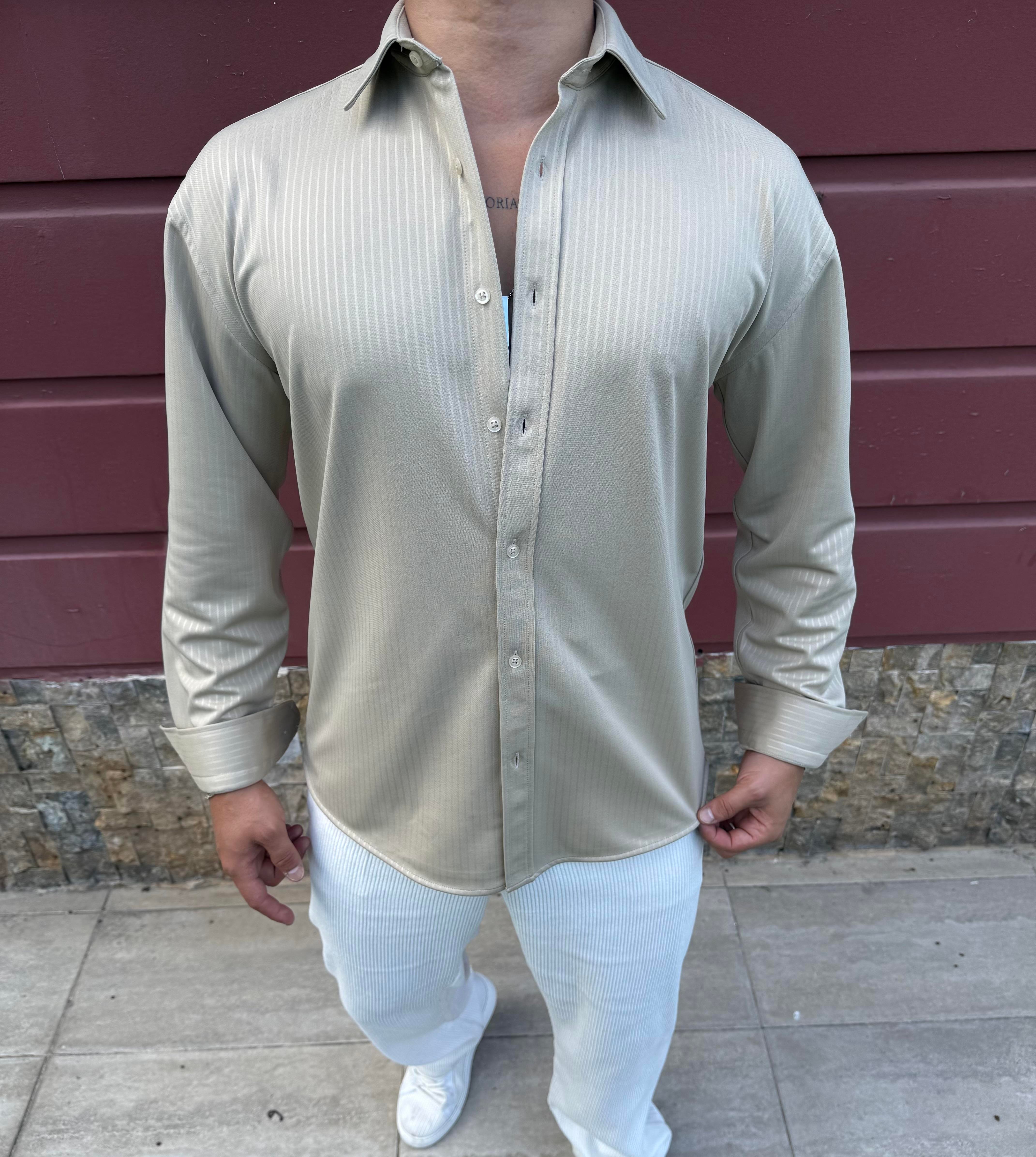 KIŞLIK UZUNKOL ÖRME GÖMLEK BEJ