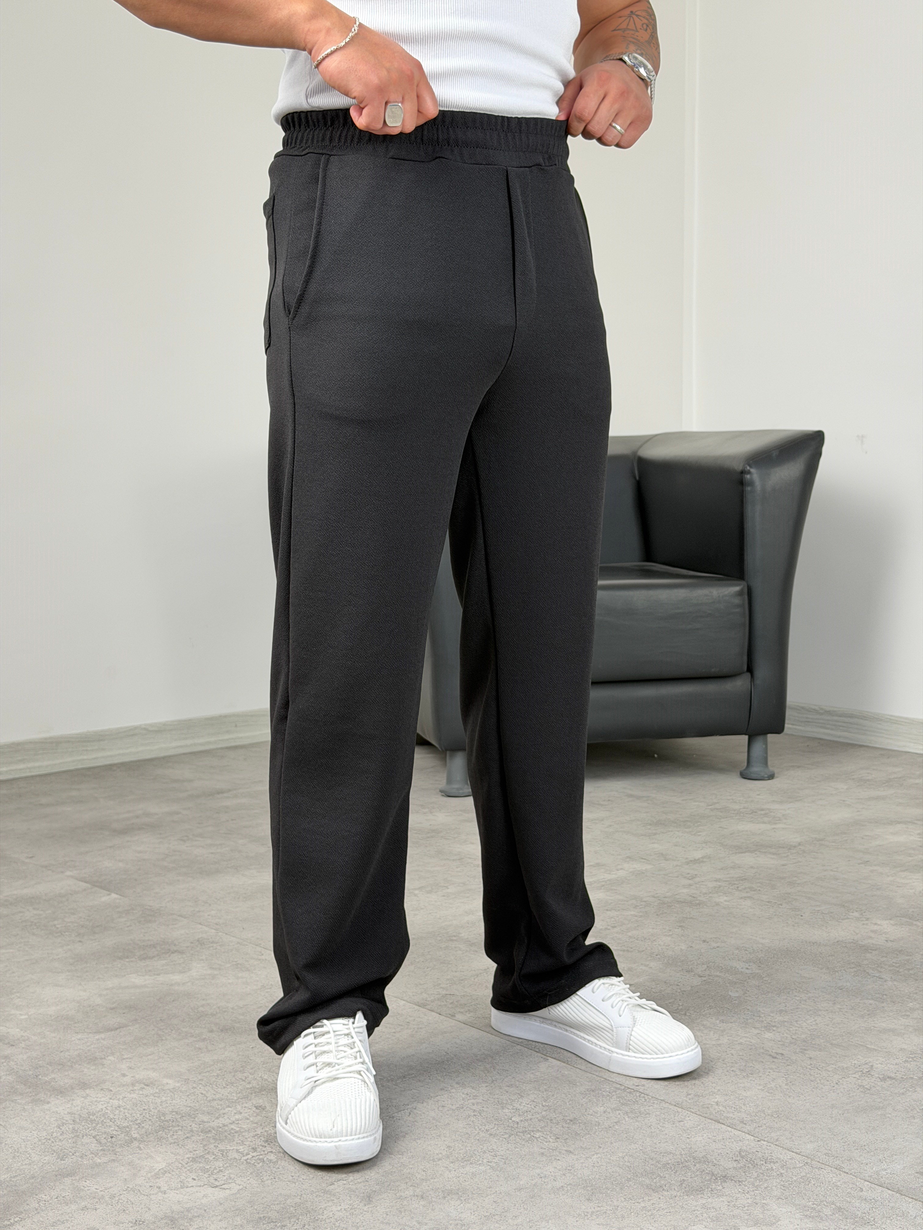 KREP BAGGY PANTOLON SİYAH