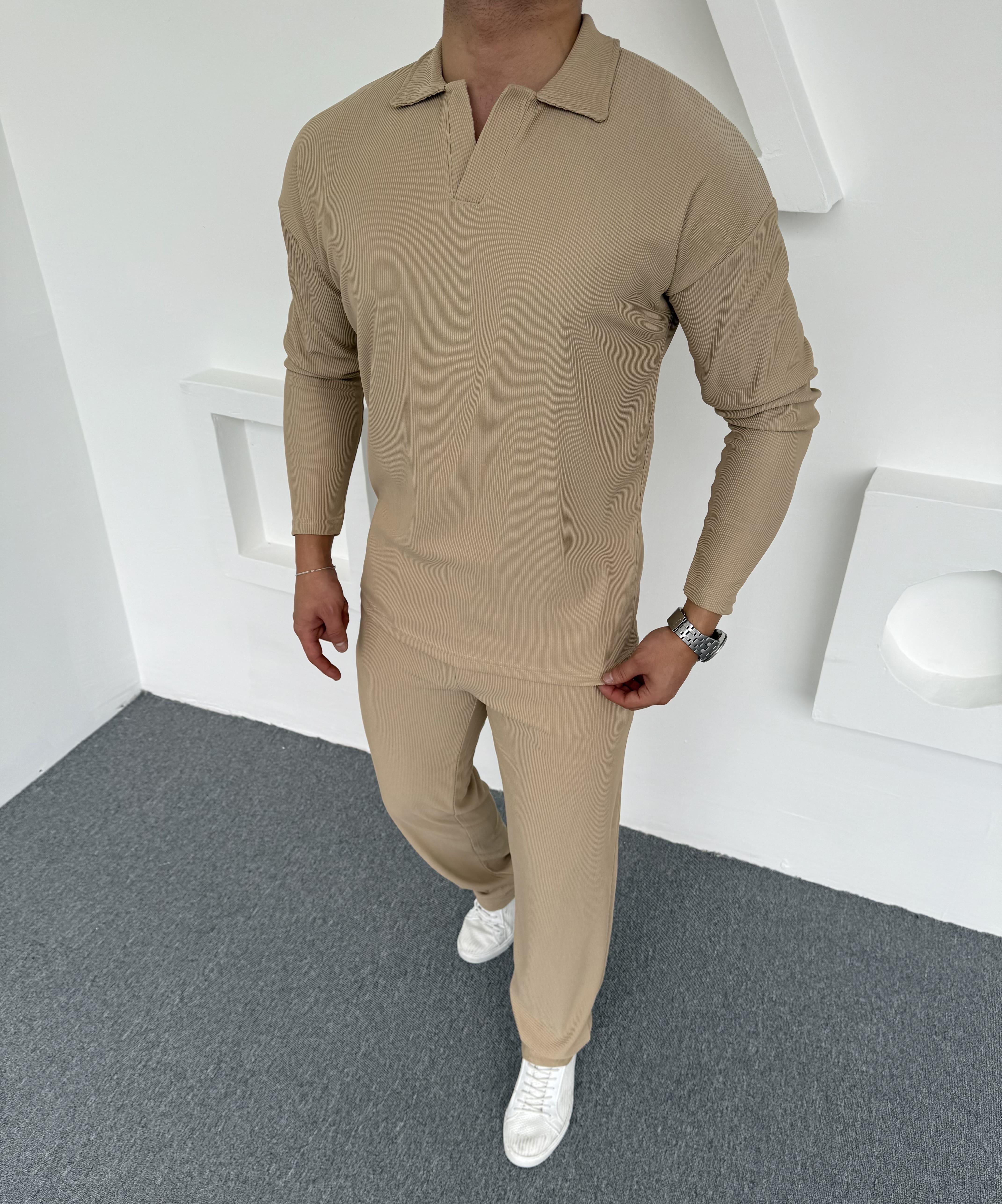 Ottoman Baggy Polo Yaka Takım Bej
