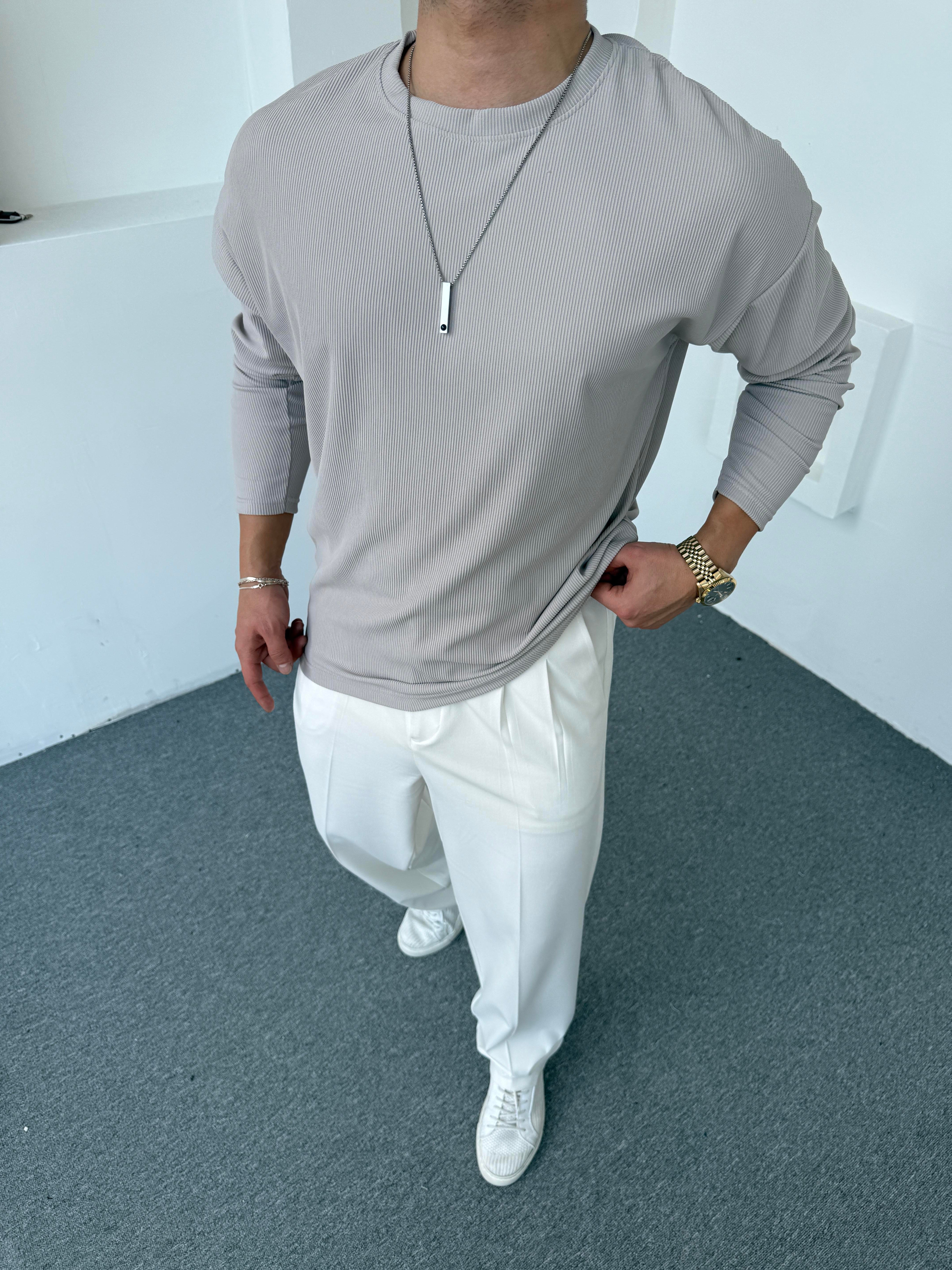 Ottoman Bisiklet Yaka Sweatshirt Gri