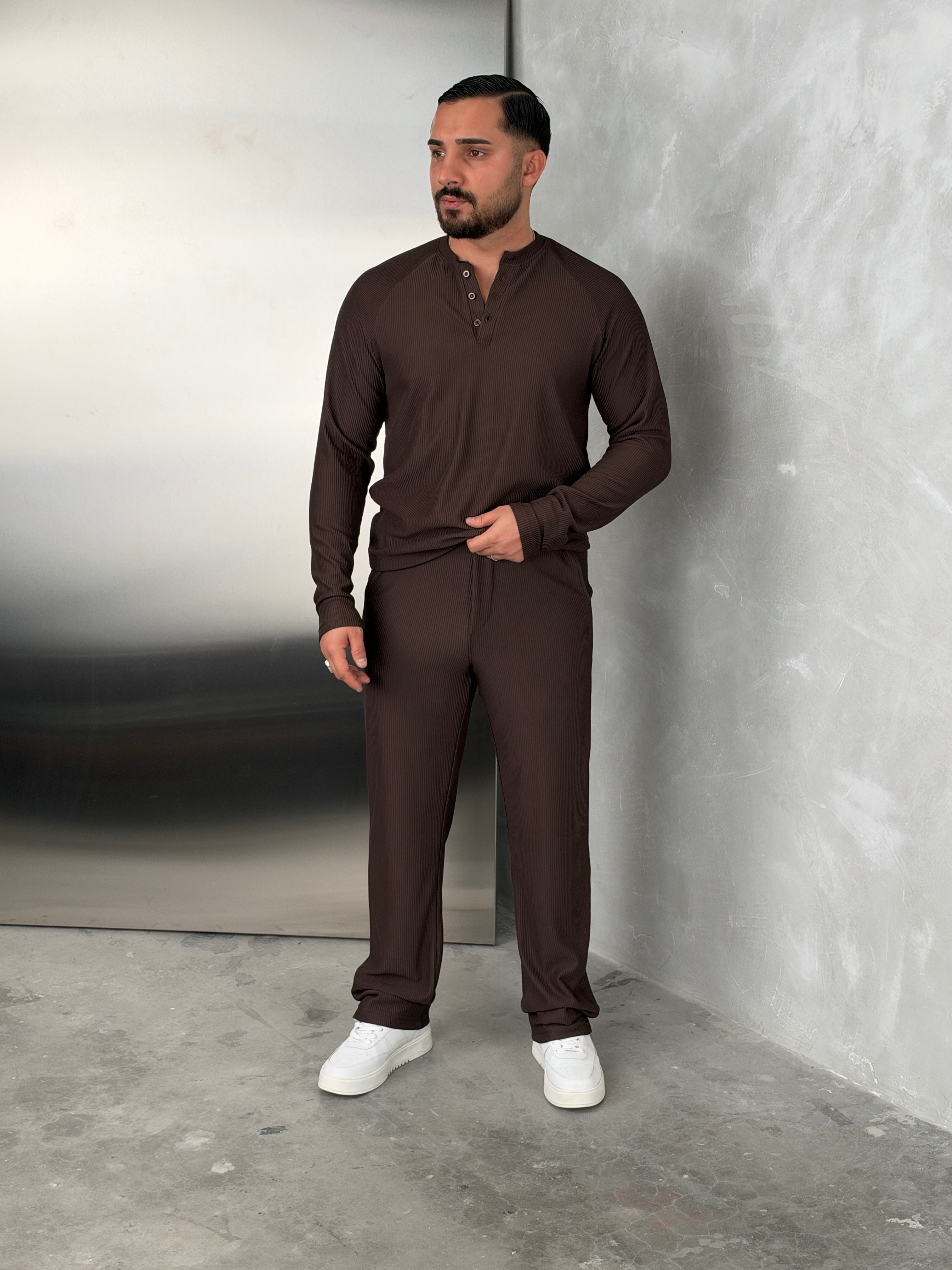 Ottoman Henley Model Takım Acı Kahve