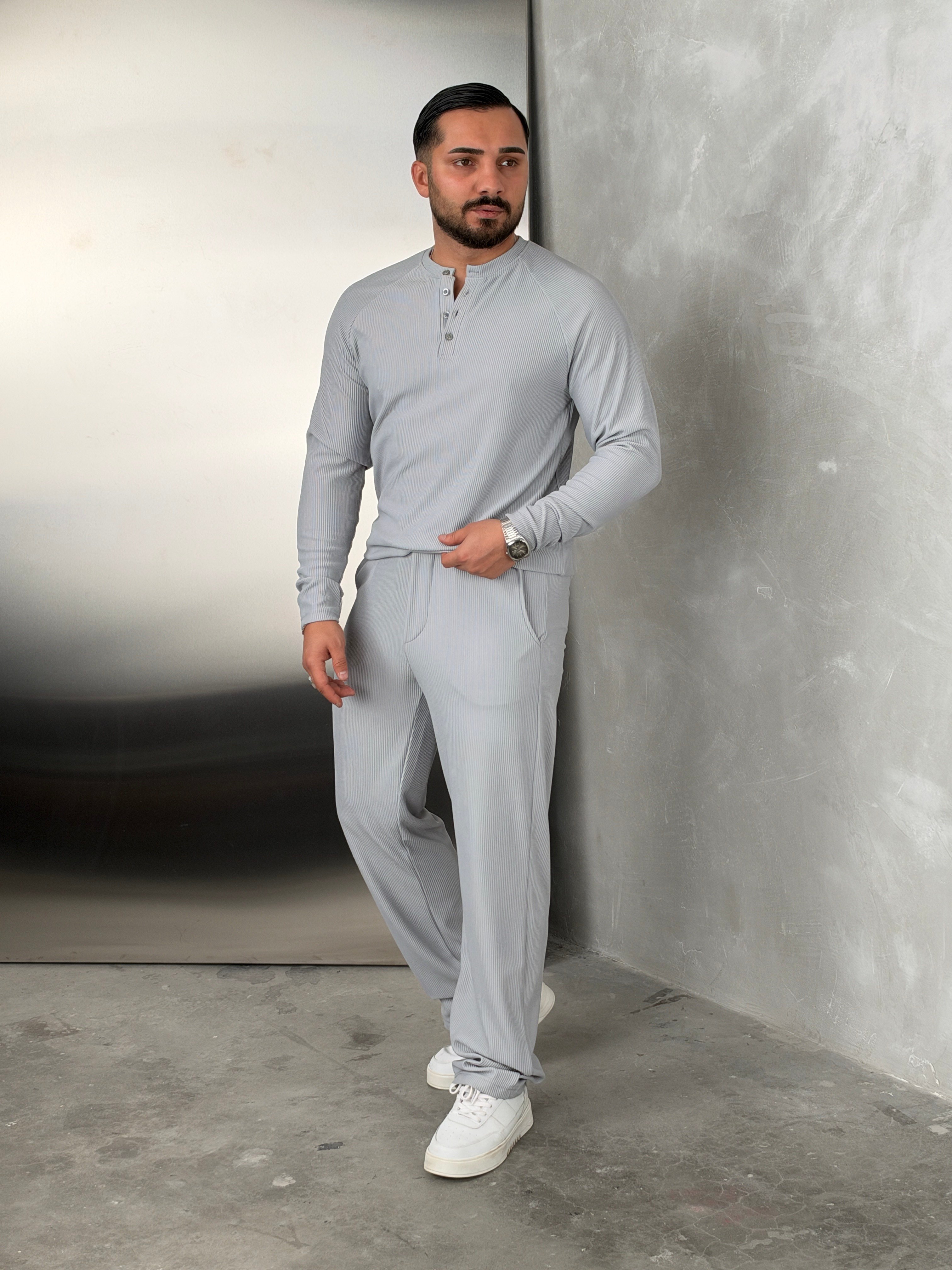 Ottoman Henley Model Takım Gri