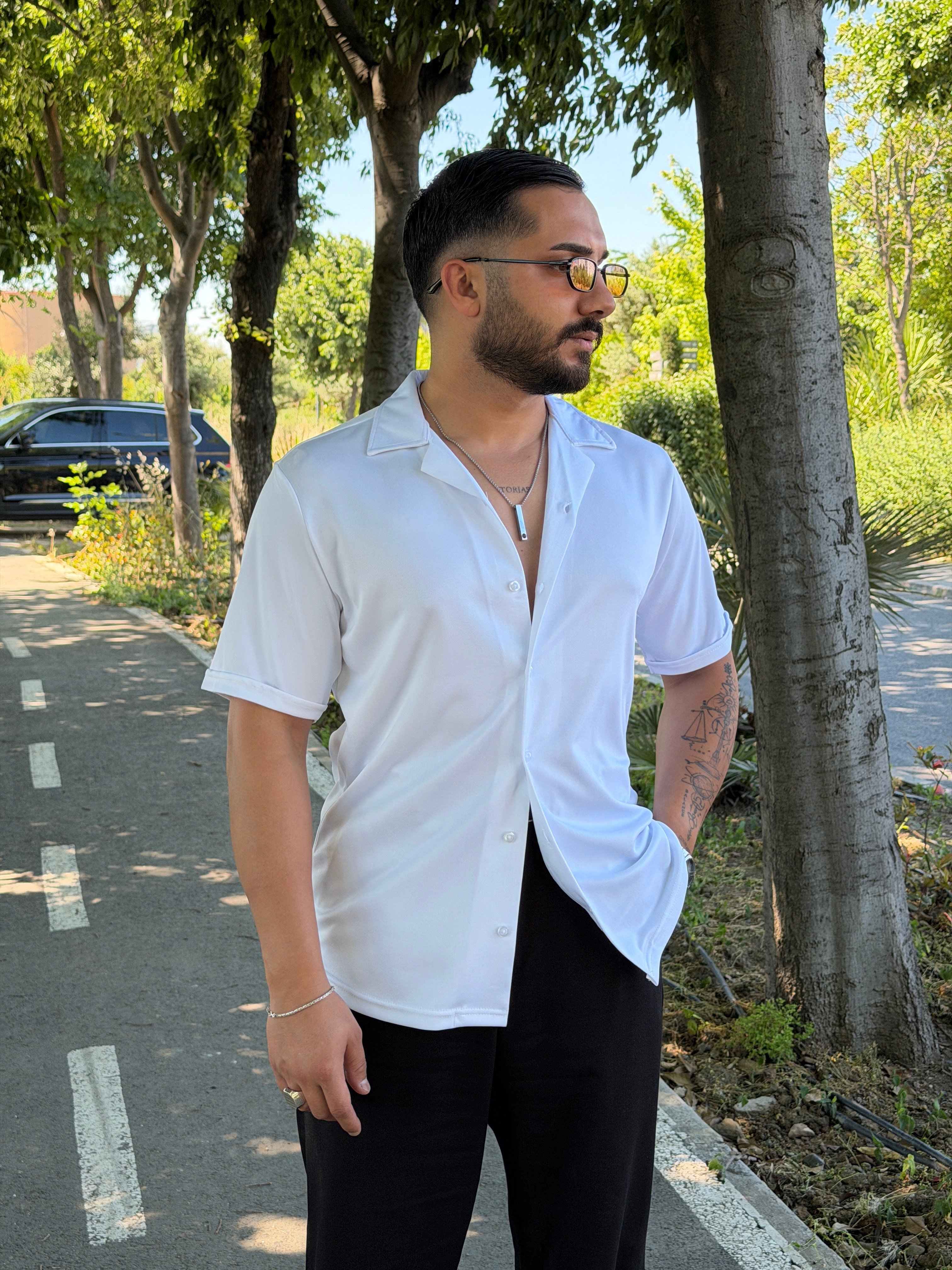 OXFORD KUMAŞ KISAKOL GÖMLEK BEYAZ