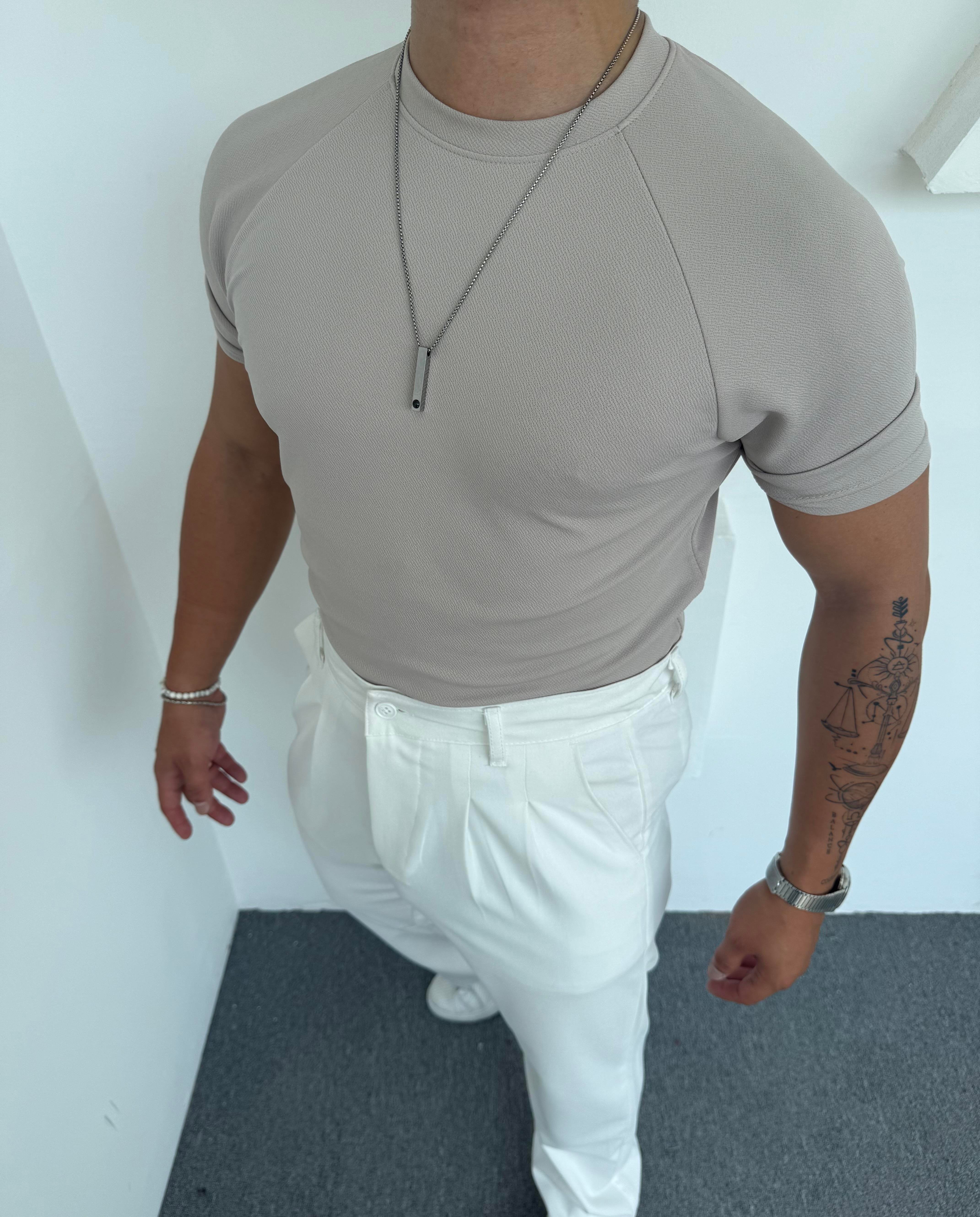 Reglan Kol Crap Tişört Gri