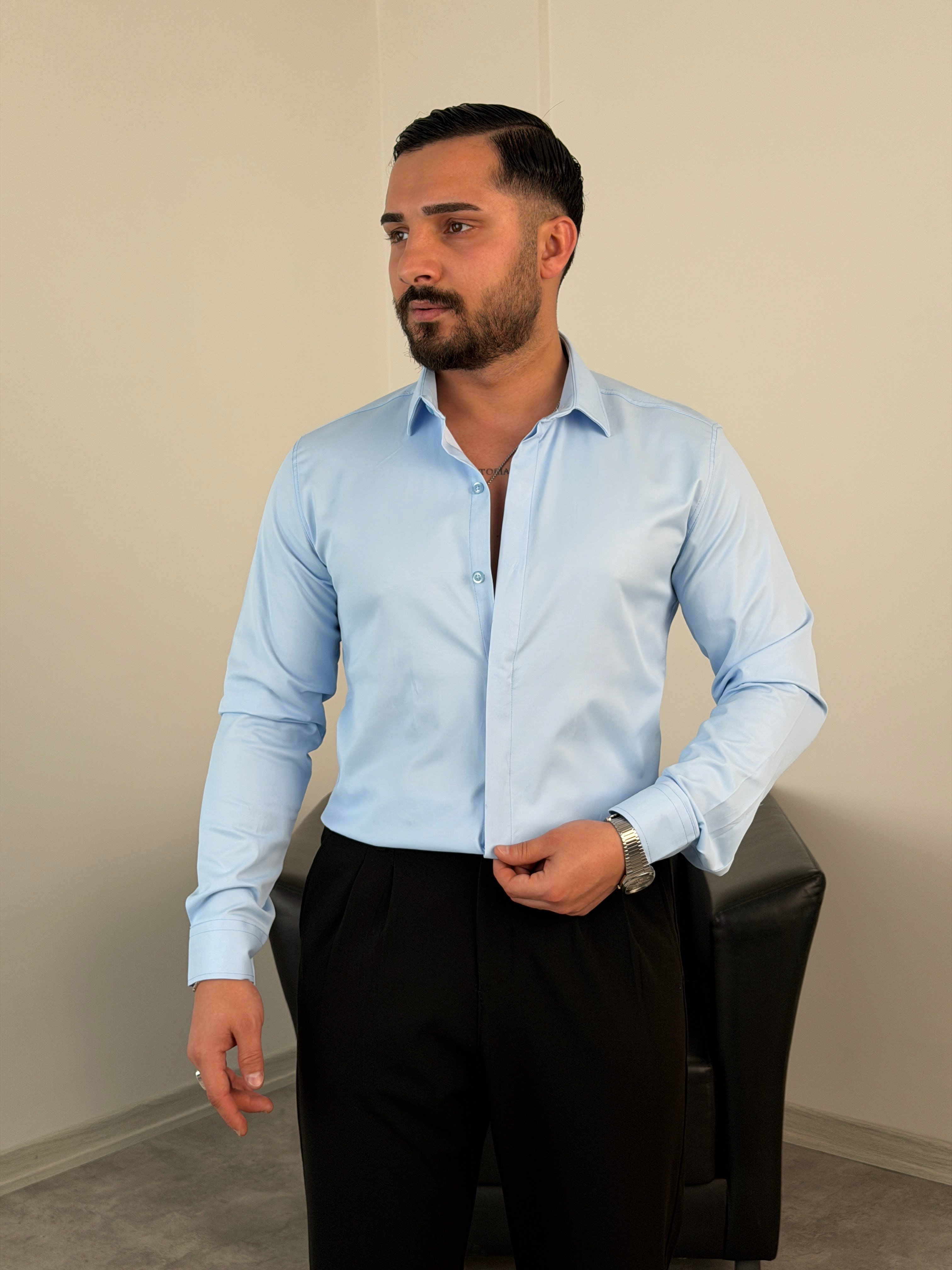 REGULAR FİT KLASİK POPLİN GÖMLEK BEBE MAVİSİ