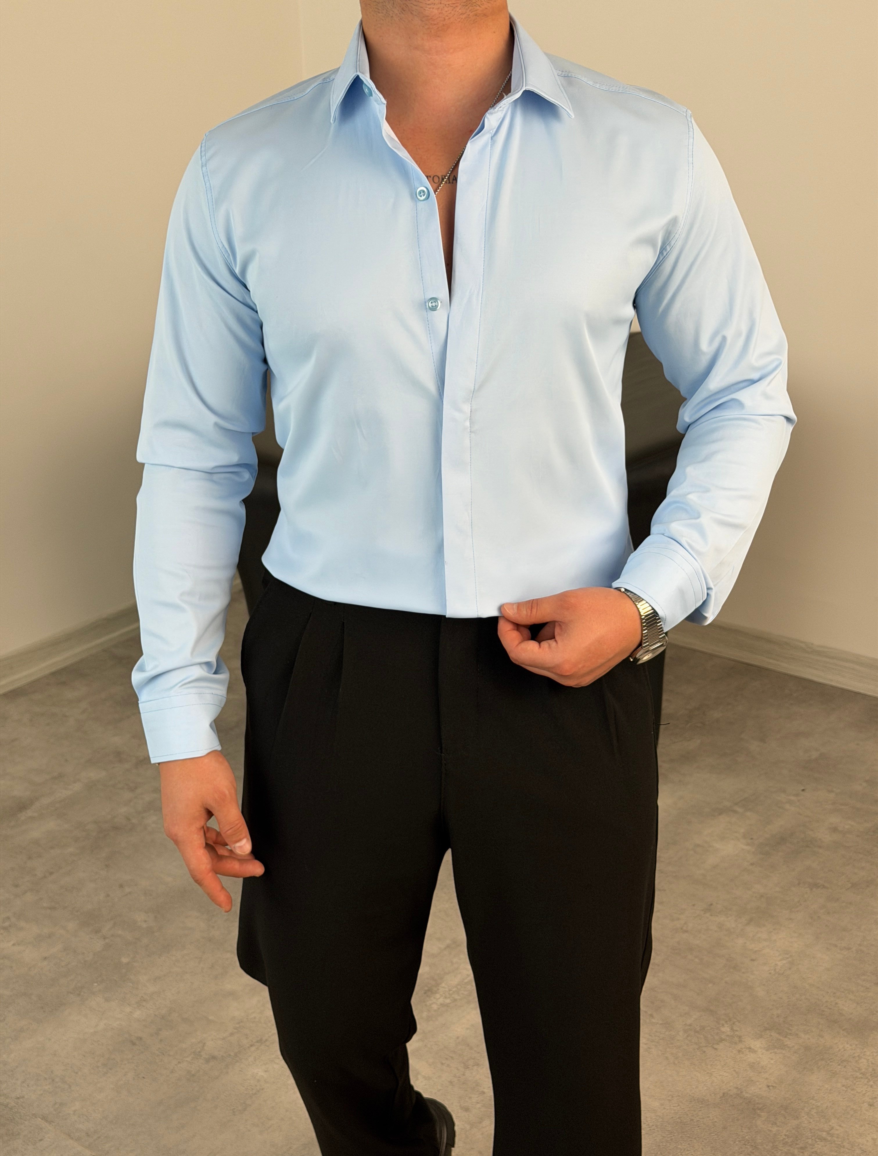 REGULAR FİT KLASİK POPLİN GÖMLEK BEBE MAVİSİ