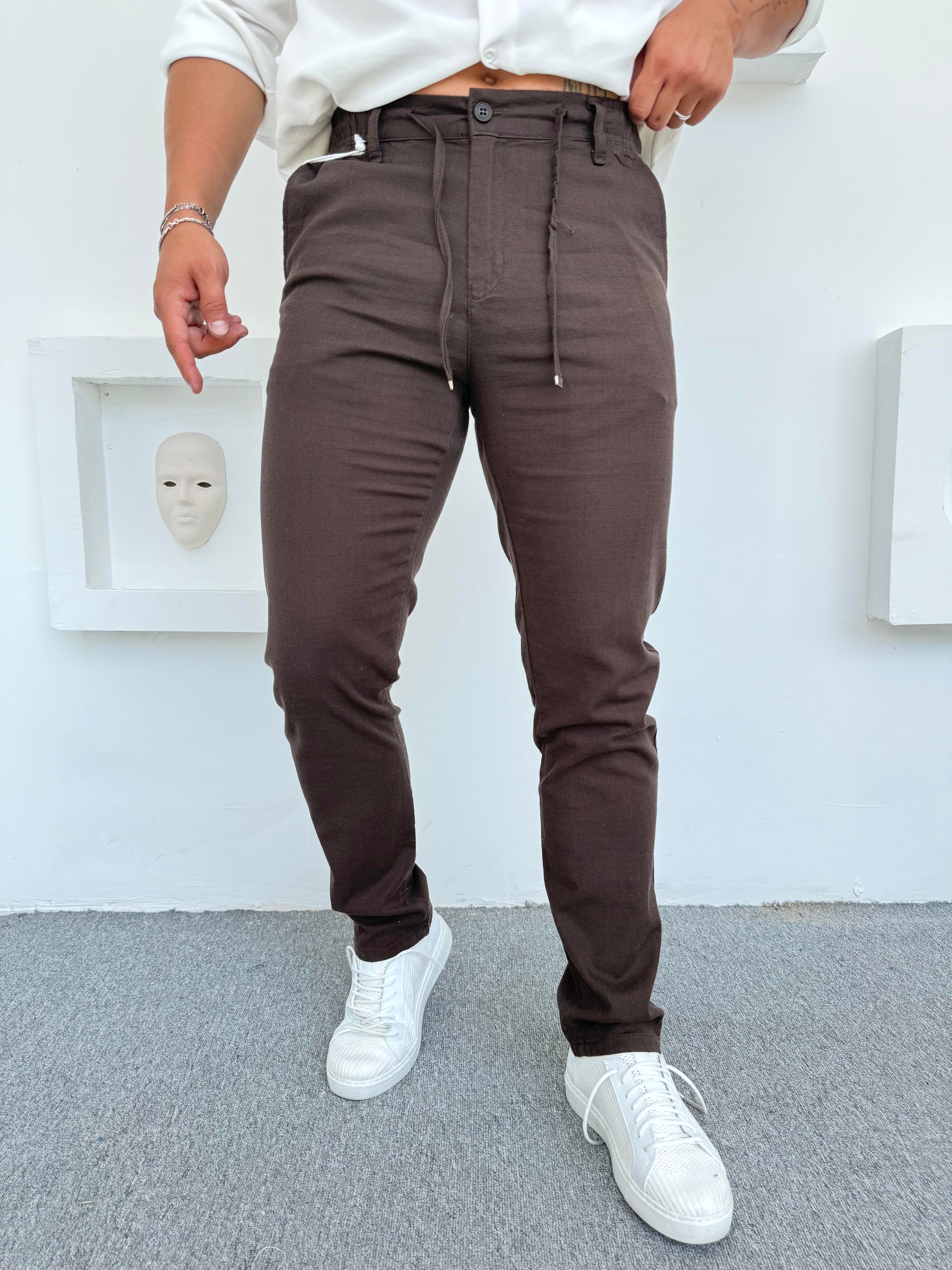 REGULAR KALIP KETEN PANTOLON ACI KAHVE