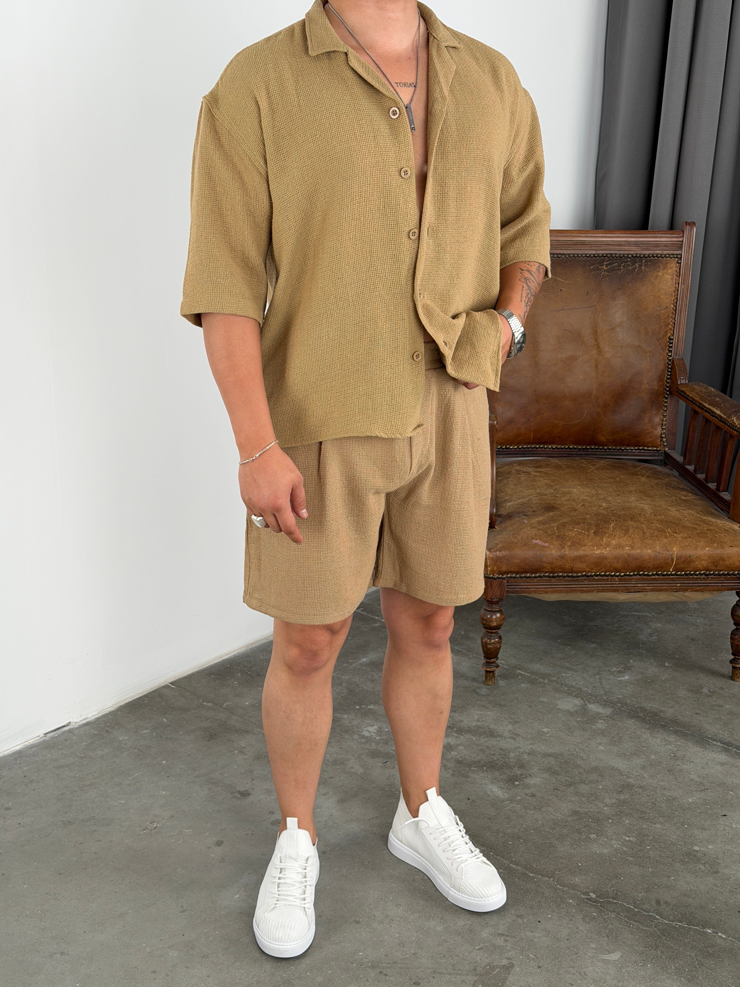 TRS MODEL OVERSİZE YAZLIK TAKIM CAMEL