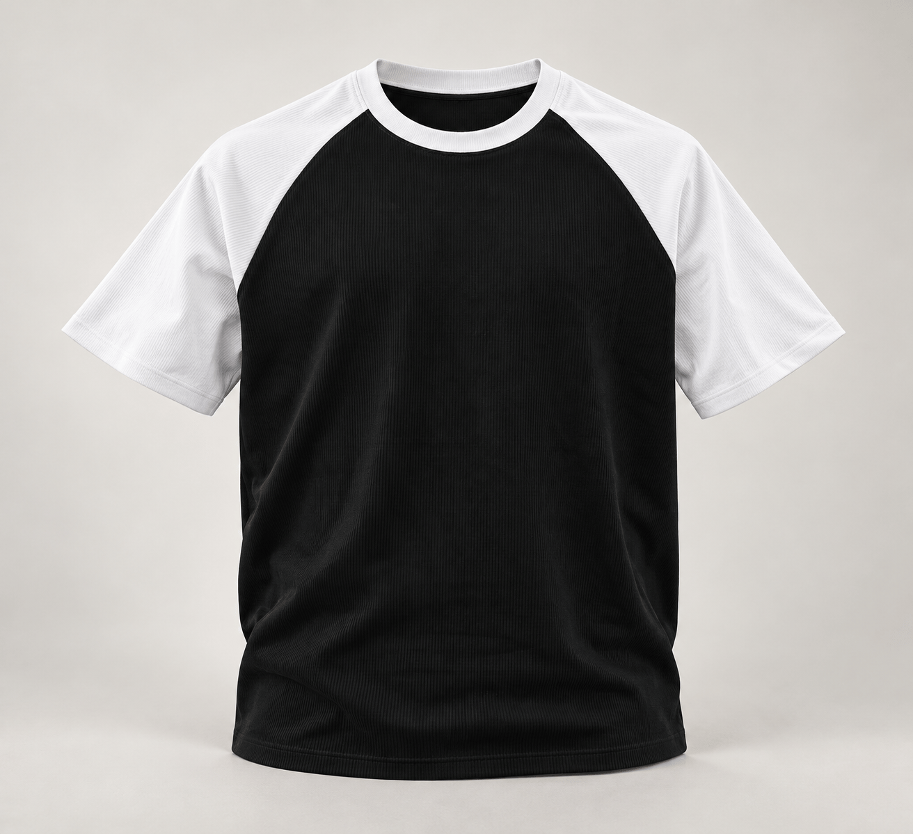 U8 Çift Renk Reglankol Ottoman Tshirt Siyah