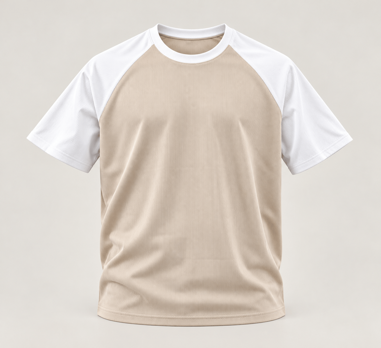 U8 Çift Renk Reglankol Ottoman Tshirt Bej
