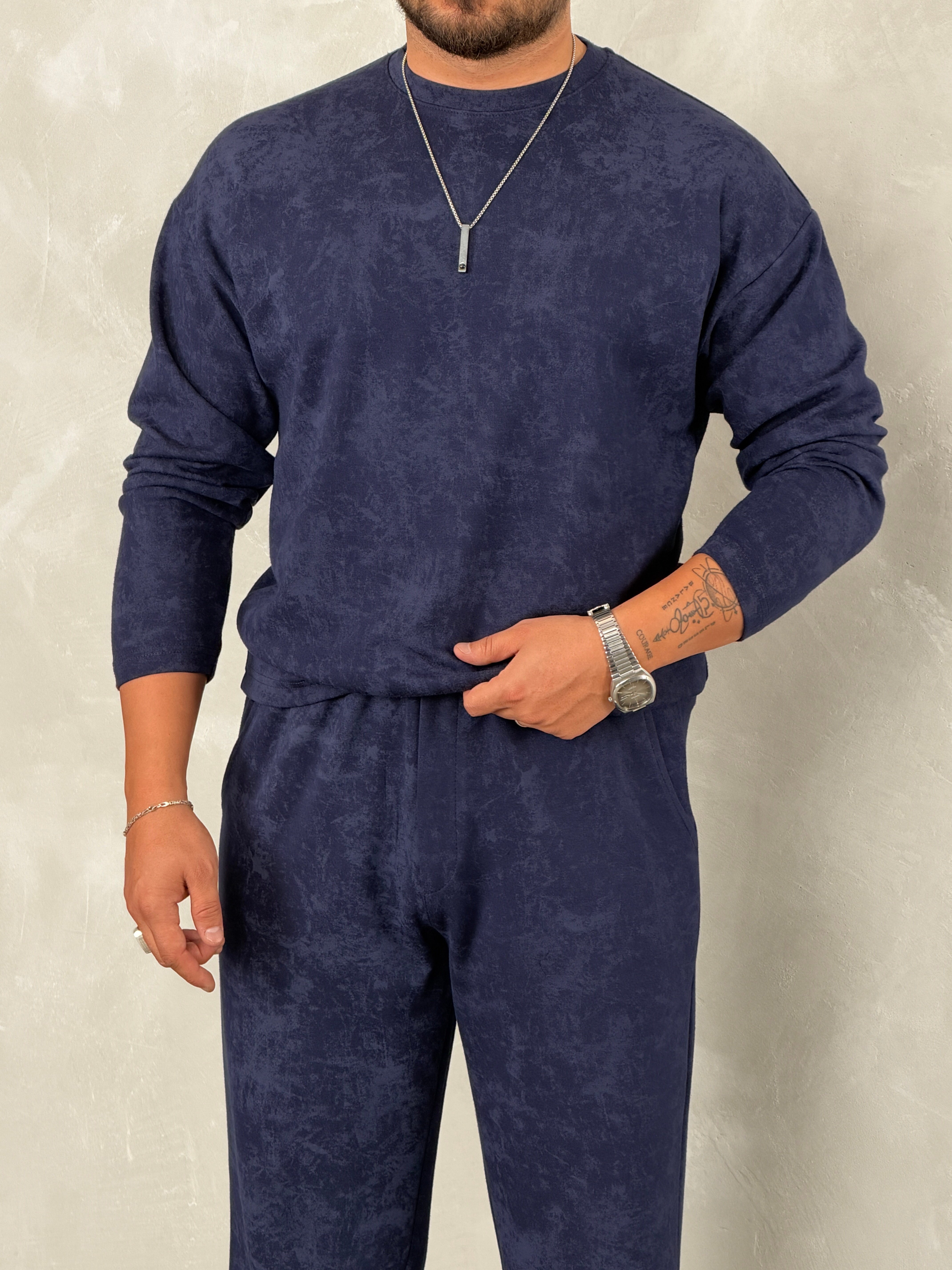Yıkamalı Yüksek Kalite Oversize Takım Lacivert