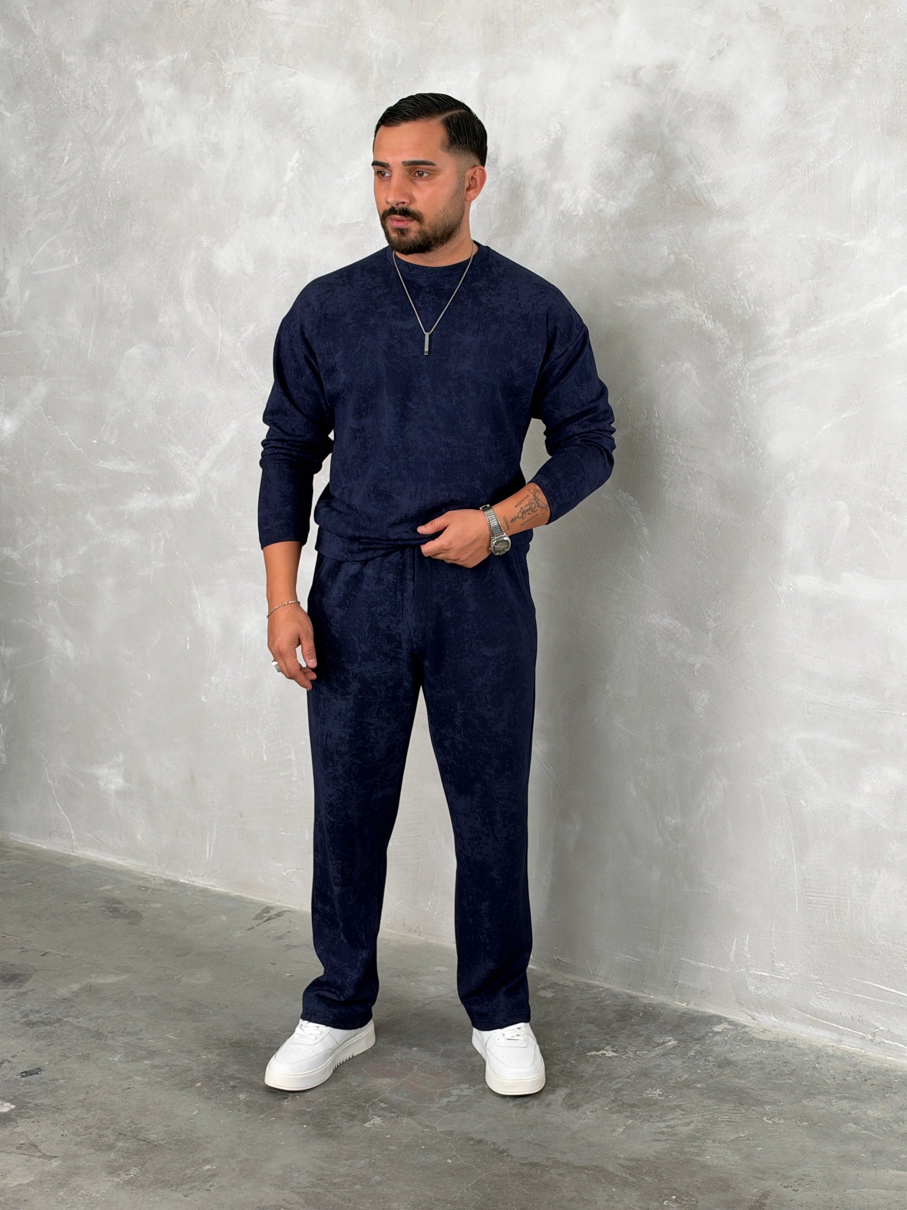 Yıkamalı Yüksek Kalite Oversize Takım Lacivert