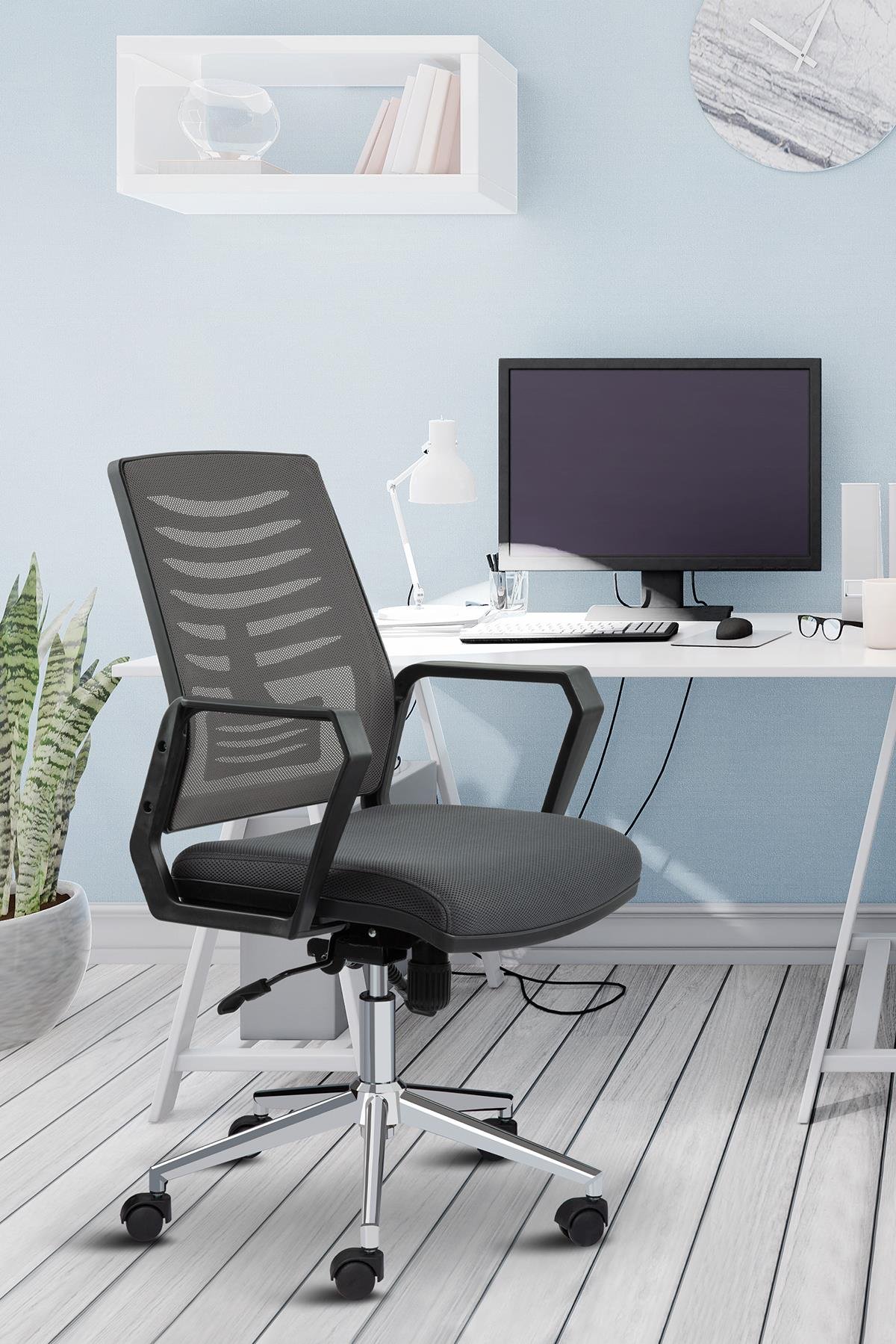 Asbir Mobilya Metis Metal Ayaklı Çalışma Koltuğu Ofis Sandalyesi  Bilgisayar Koltuğu