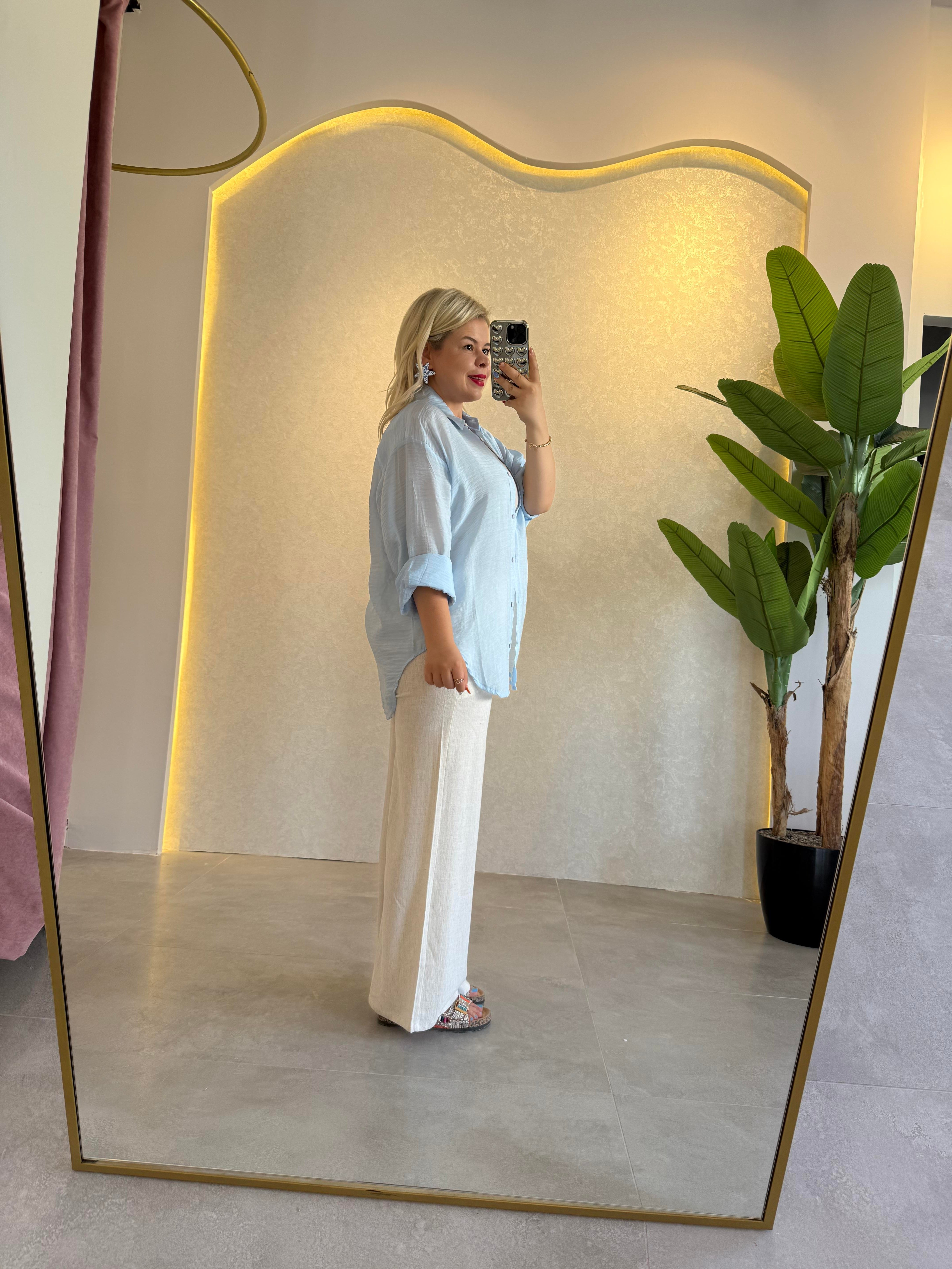 Açık Mavi Oversize Gömlek