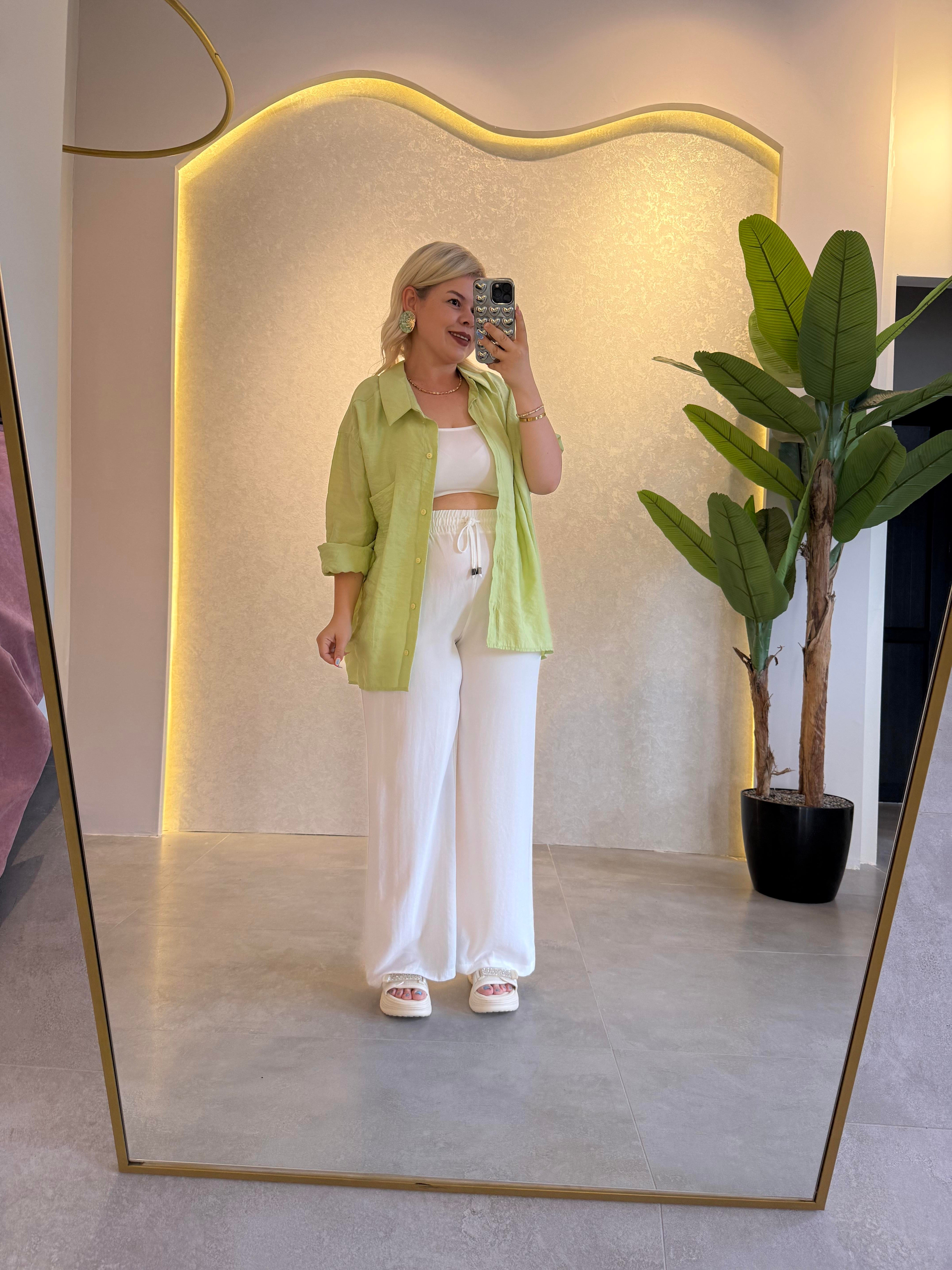 Açık Yeşil Oversize Gömlek
