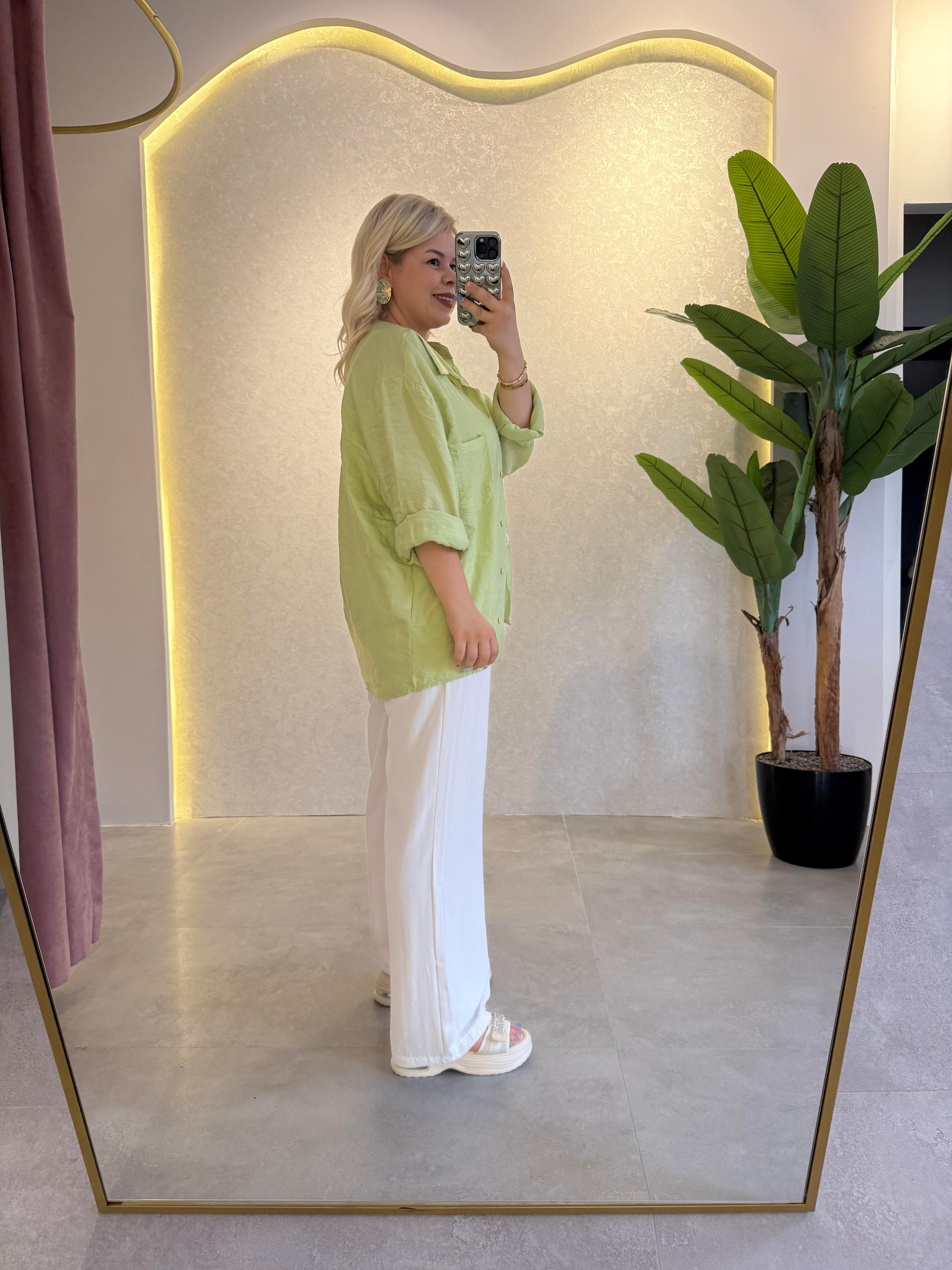 Açık Yeşil Oversize Gömlek