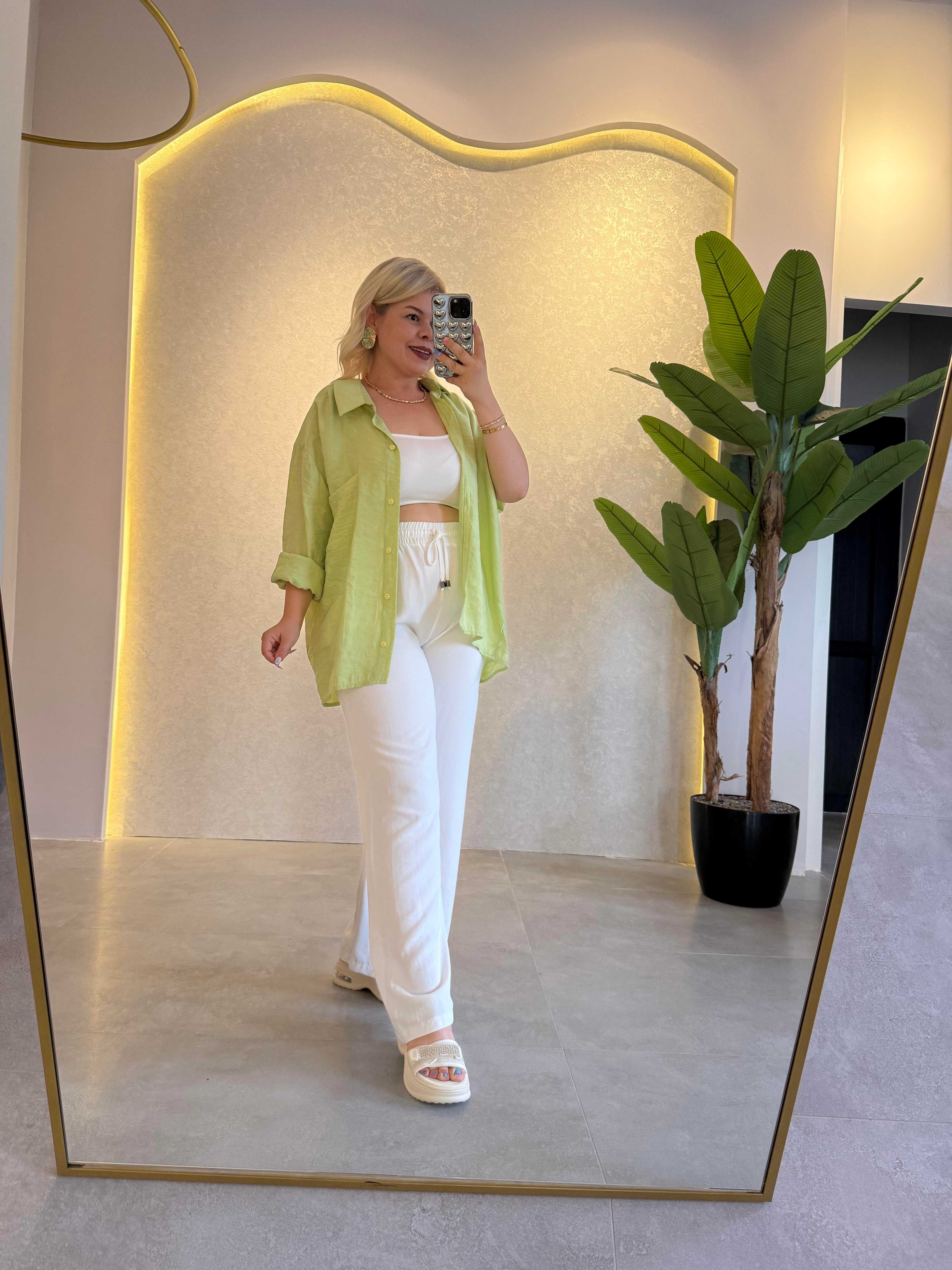 Açık Yeşil Oversize Gömlek