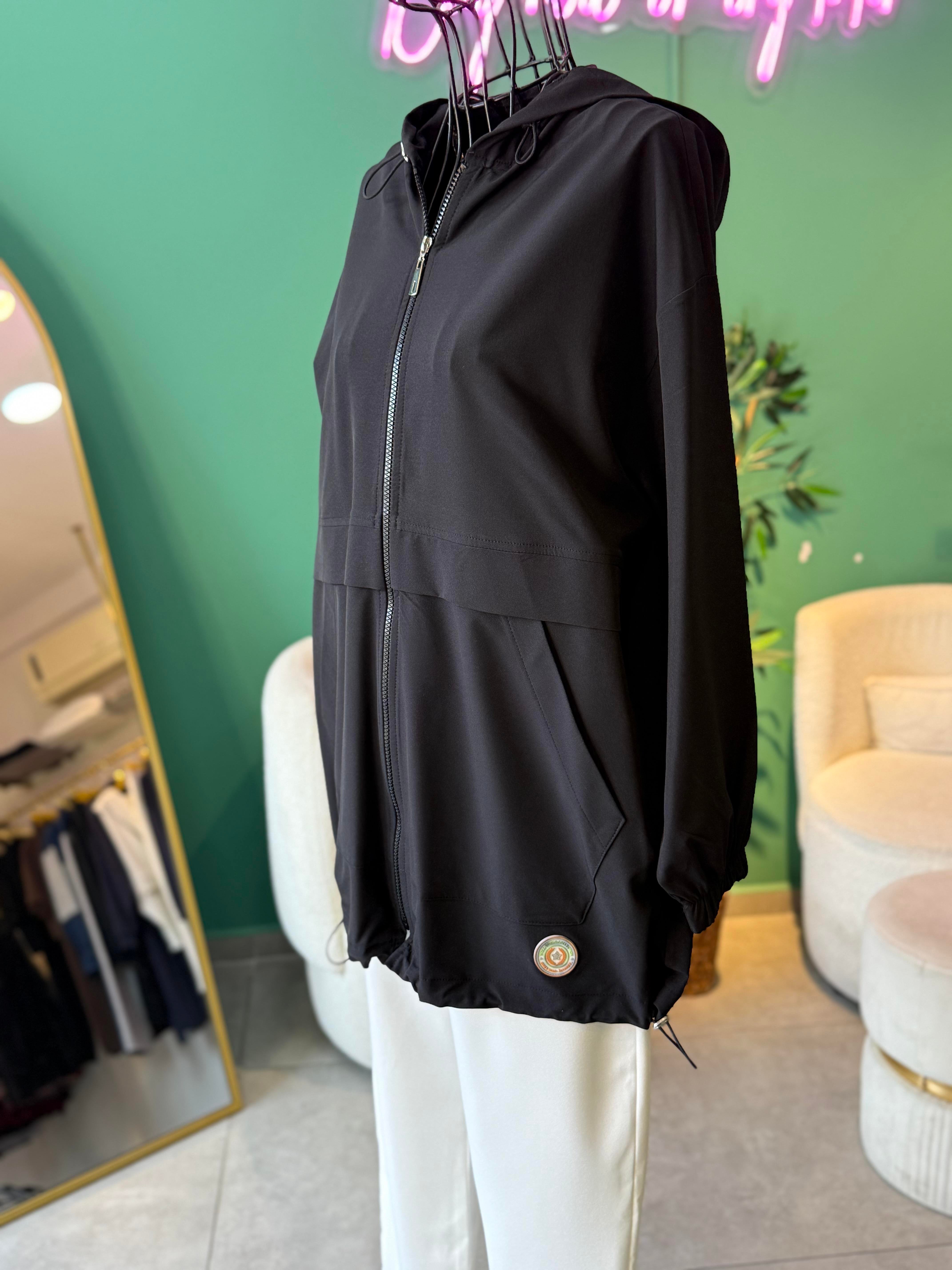 Aller Detaylı Oversize Siyah Bomber Ceket