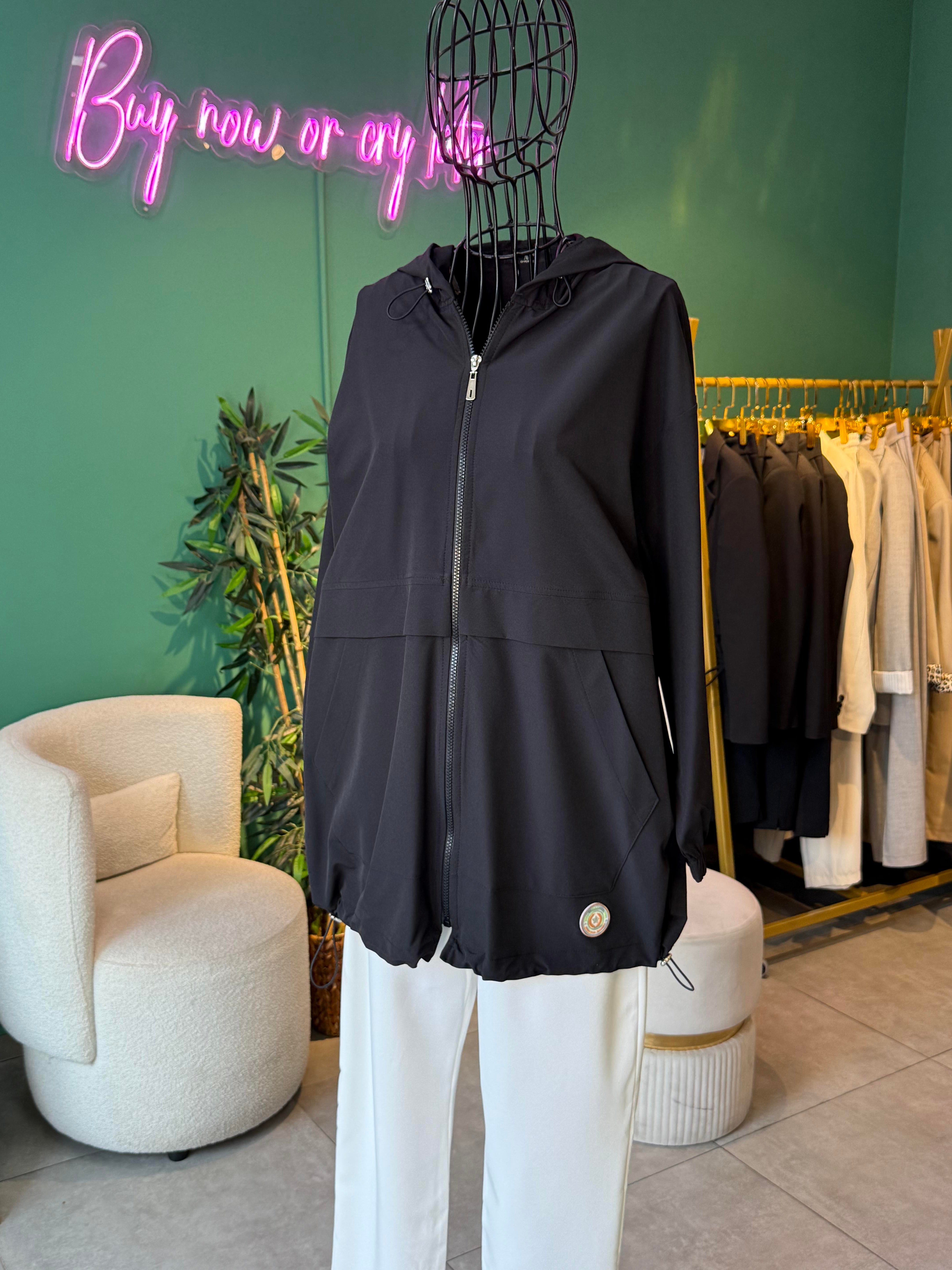 Aller Detaylı Oversize Siyah Bomber Ceket