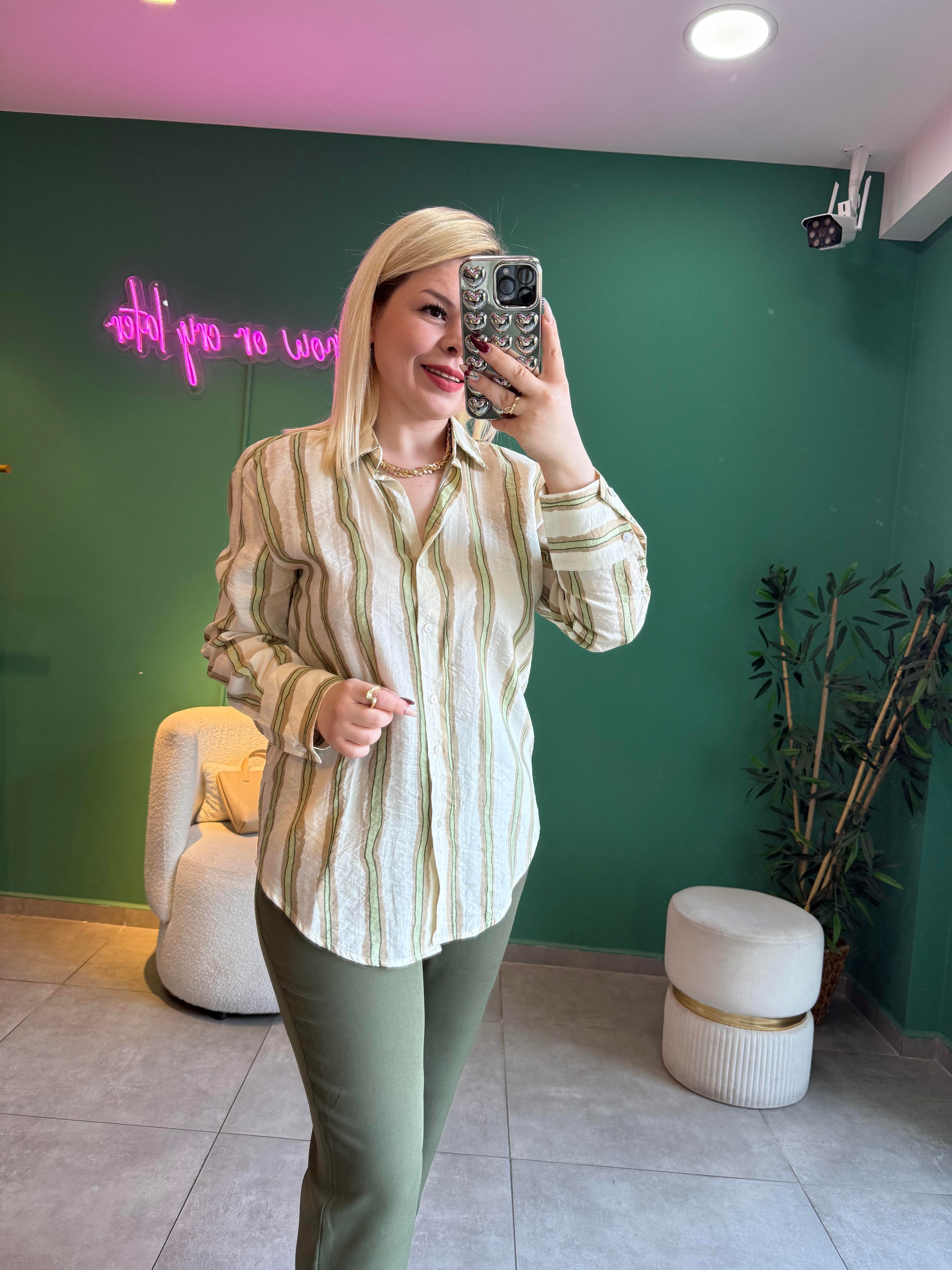 Bambu Çizgili Gömlek