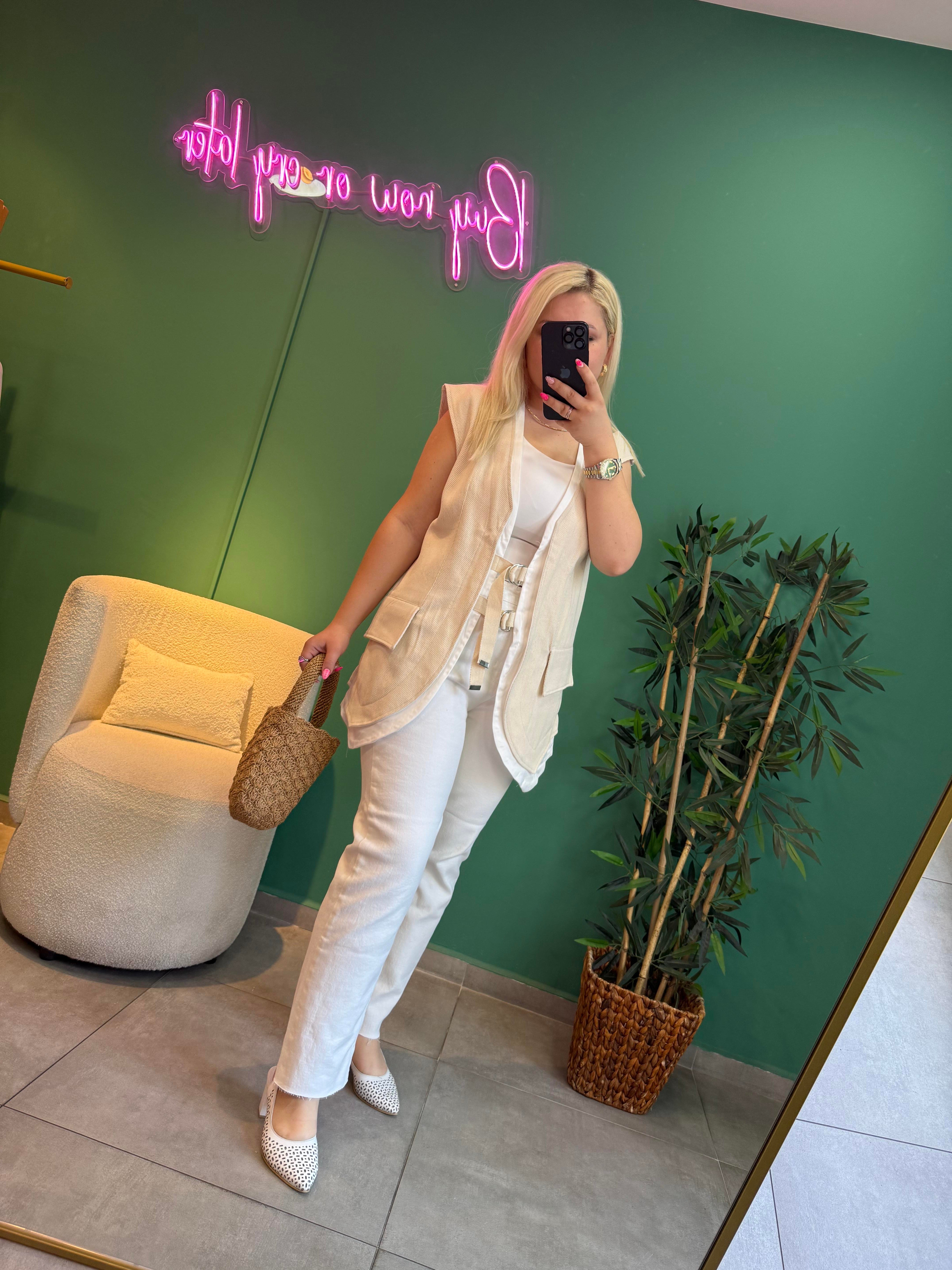 Beyaz Boyfit Jean