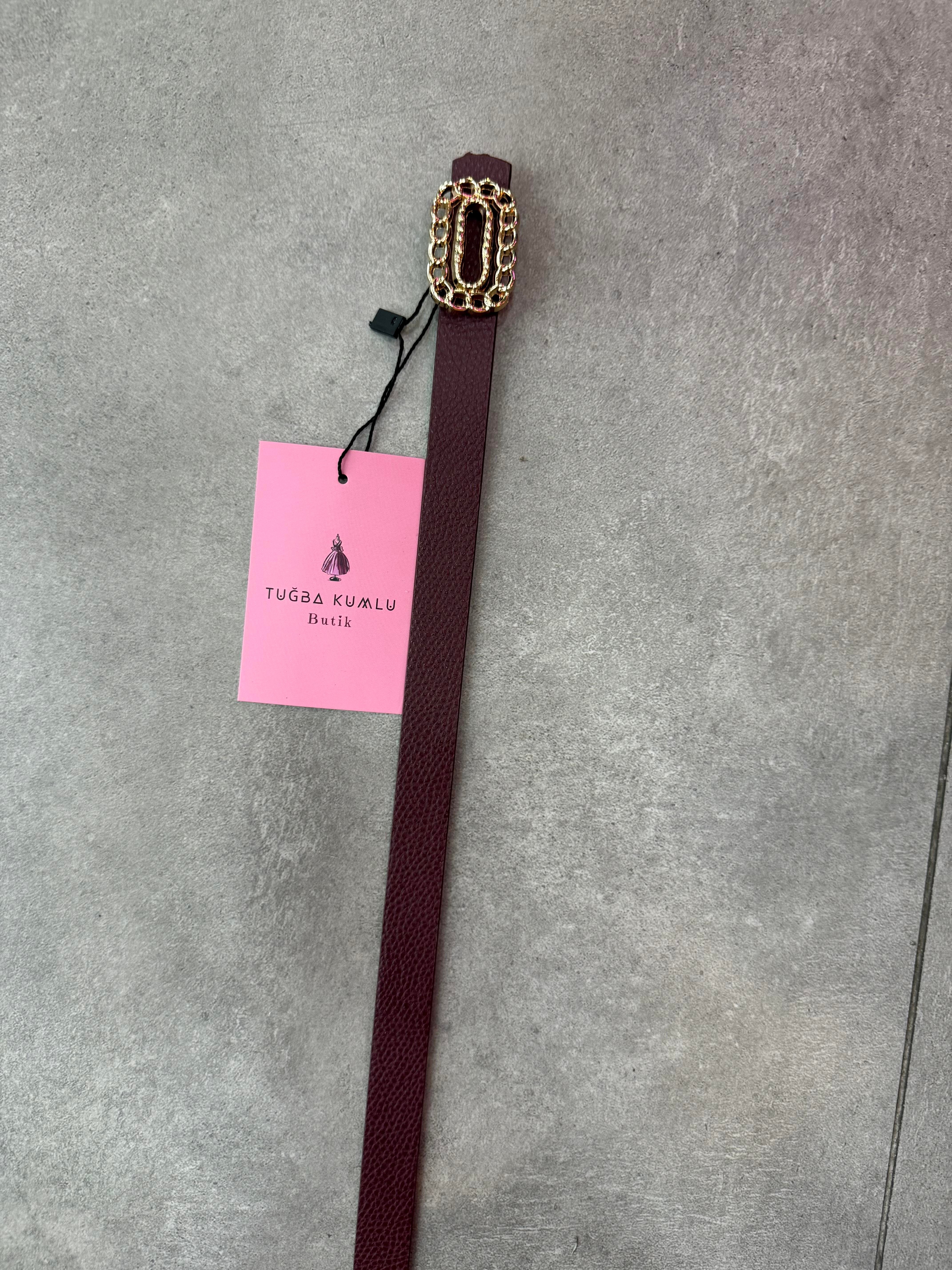 Bordo Gold Tokalı Kemer