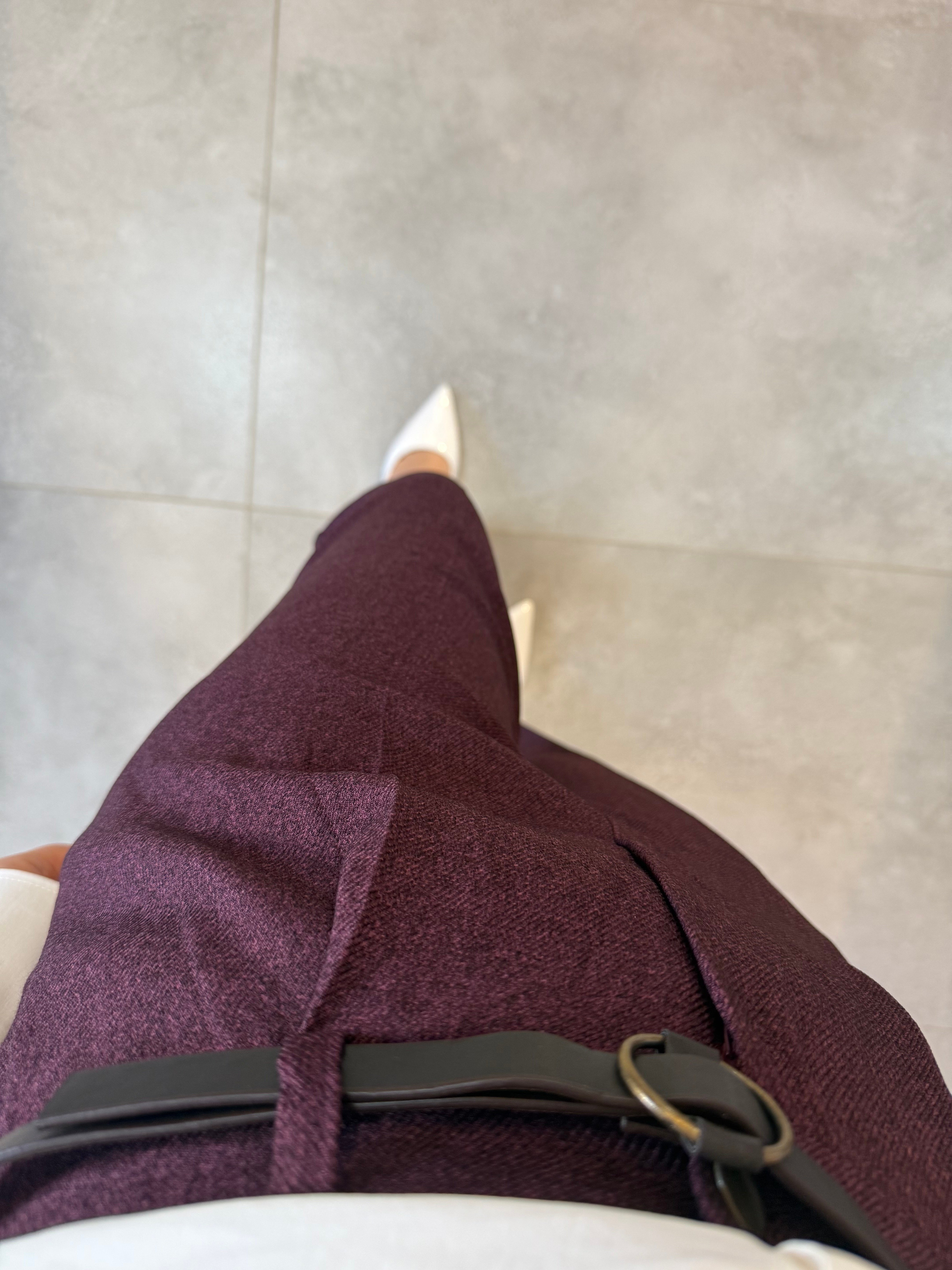 Bordo Kemerli Havuç Pantolon
