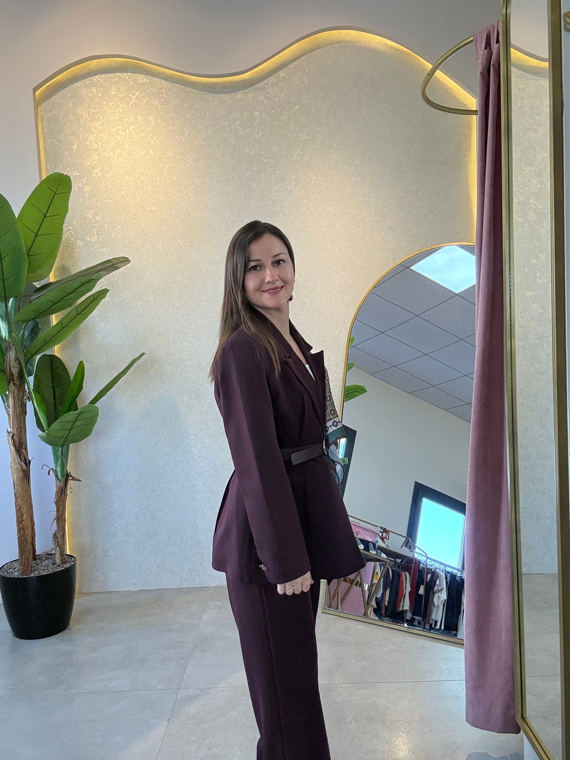 Bordo Şal Detaylı Blazer Ceket