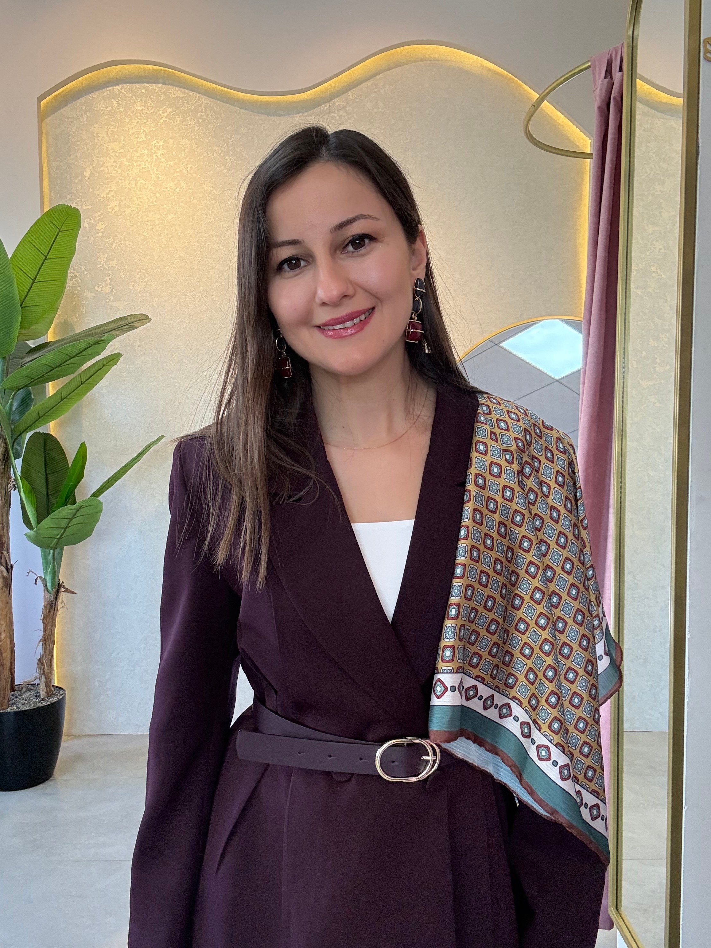 Bordo Şal Detaylı Blazer Ceket