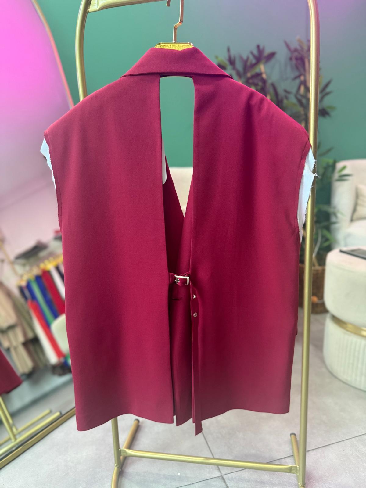 Bordo Tasarım Blazer Yelek