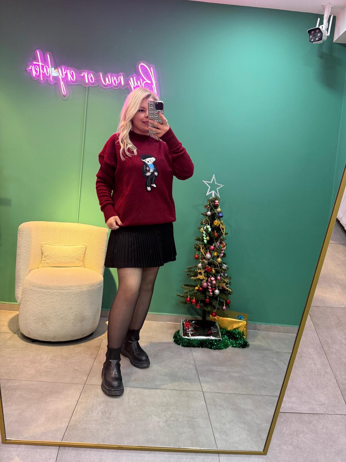 Bordo Teddy Tunik Kazak