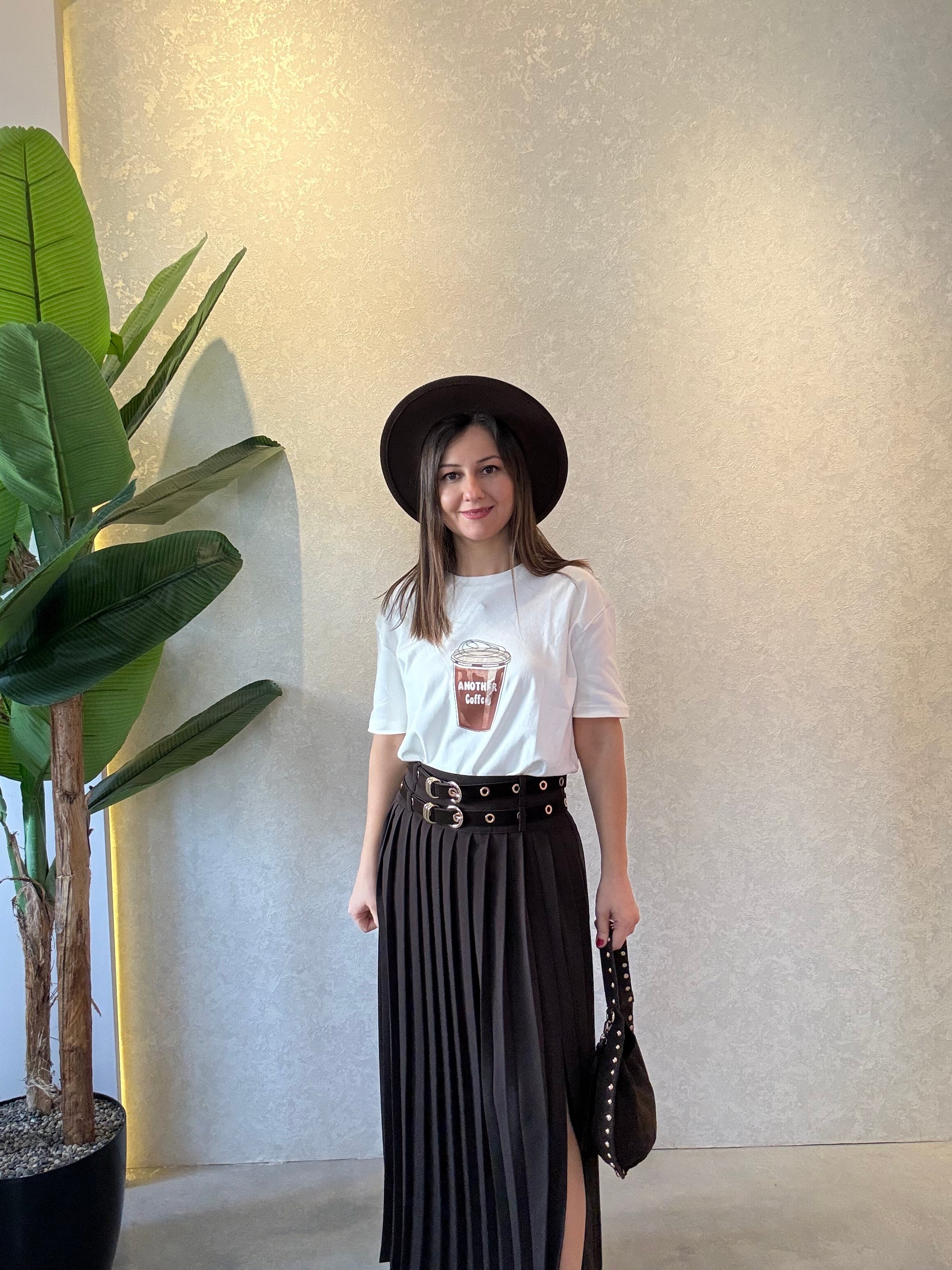 Coffee Baskılı Oversize Tişört