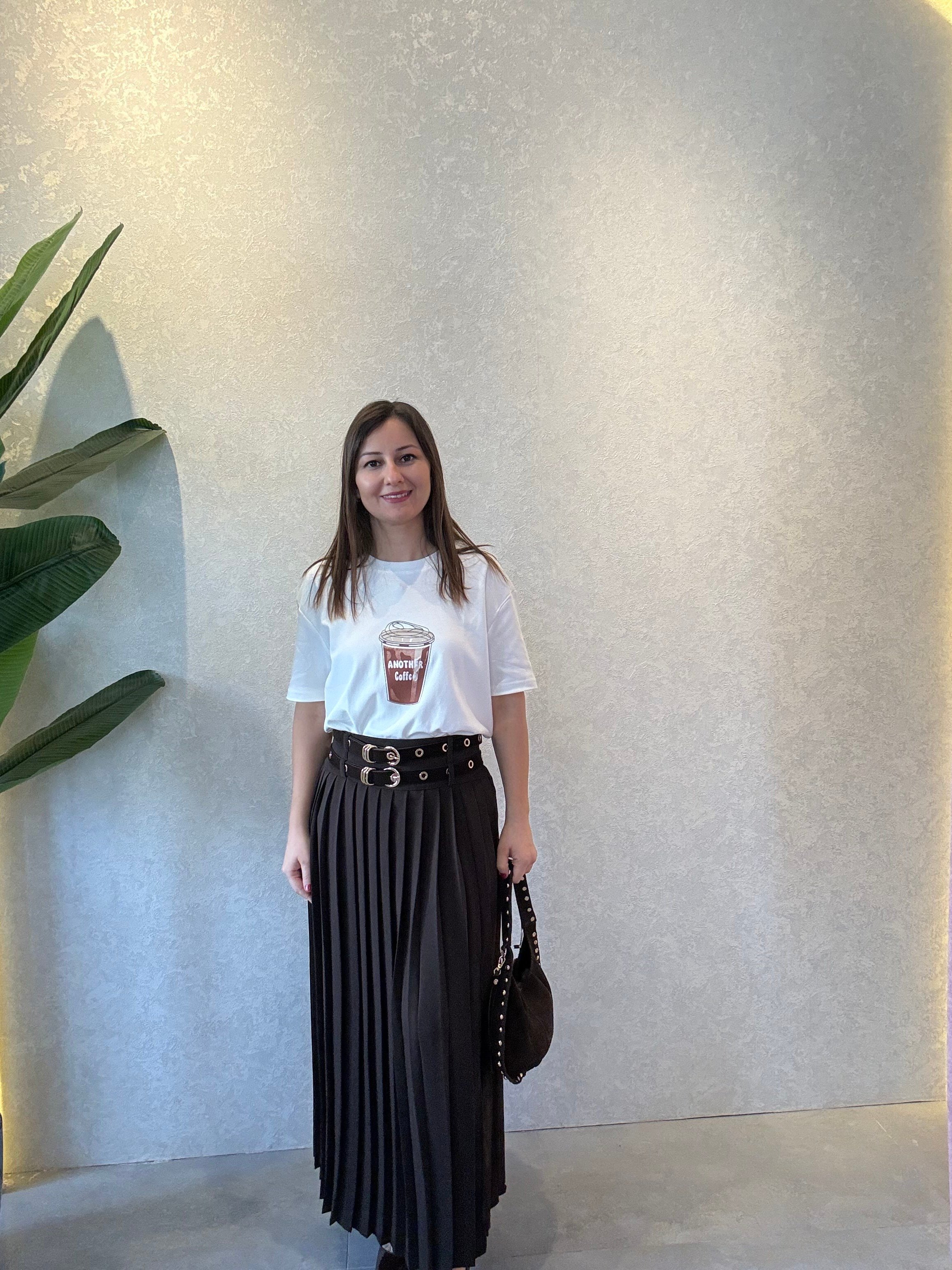 Coffee Baskılı Oversize Tişört