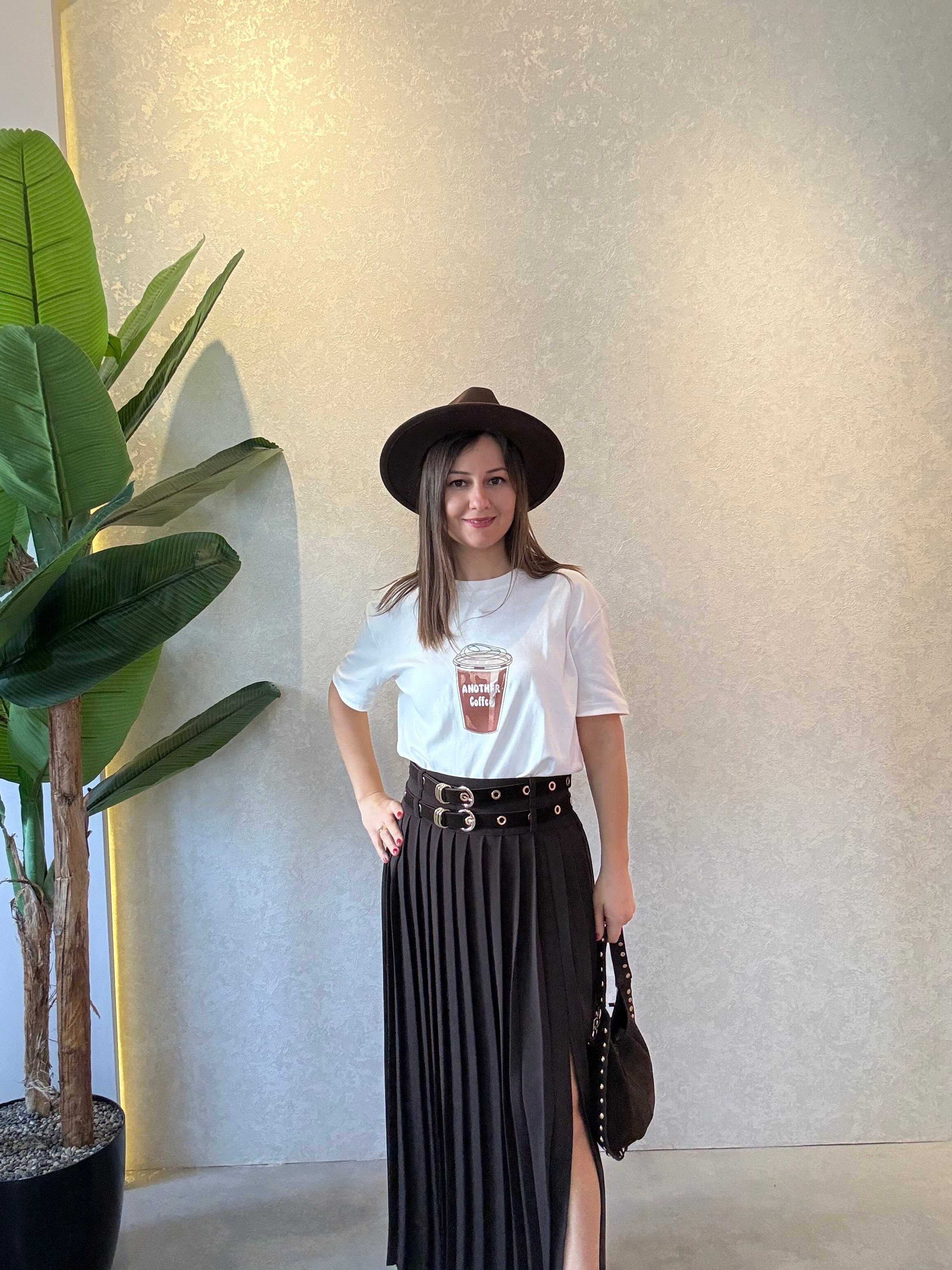 Coffee Baskılı Oversize Tişört