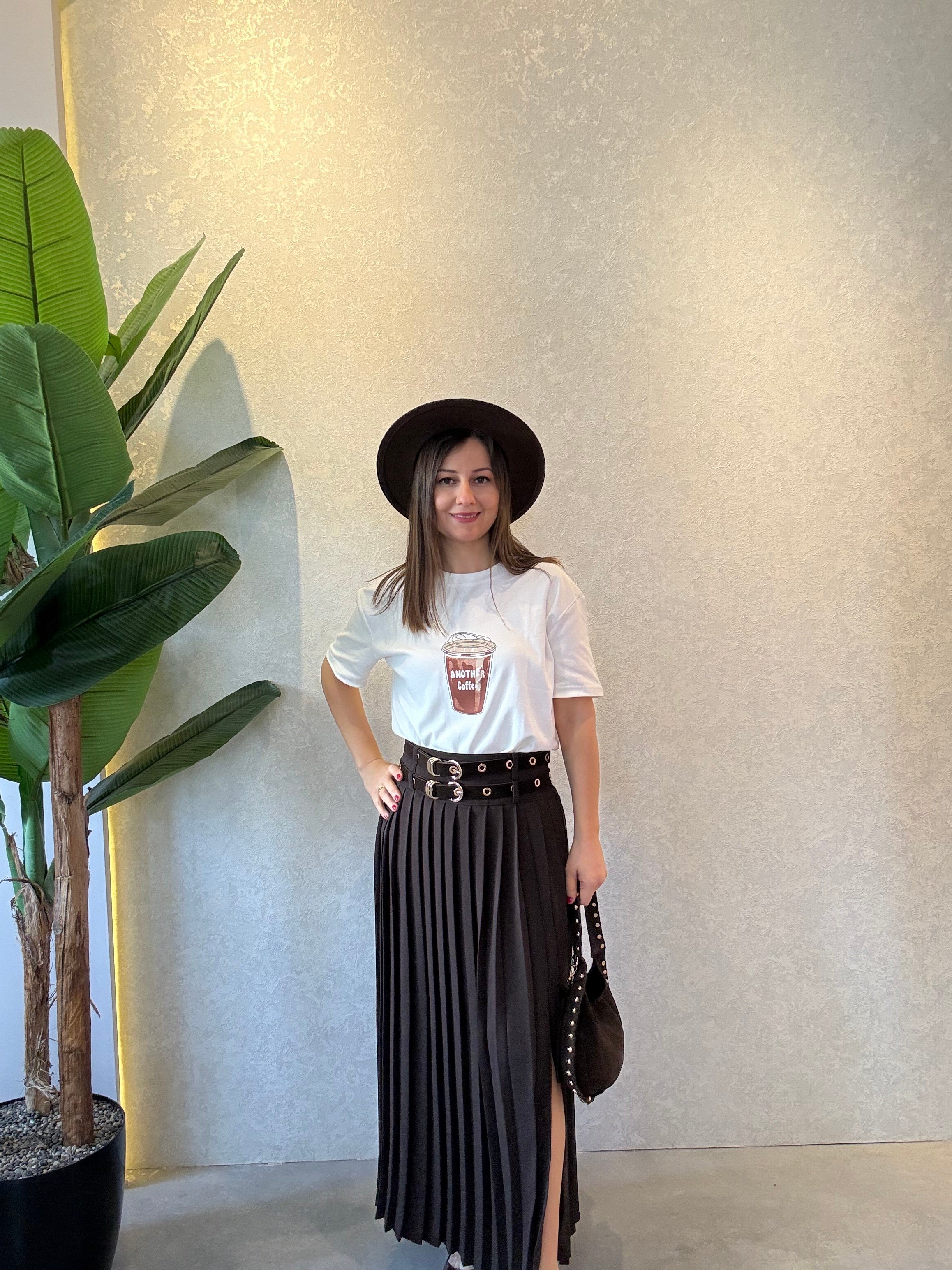 Coffee Baskılı Oversize Tişört