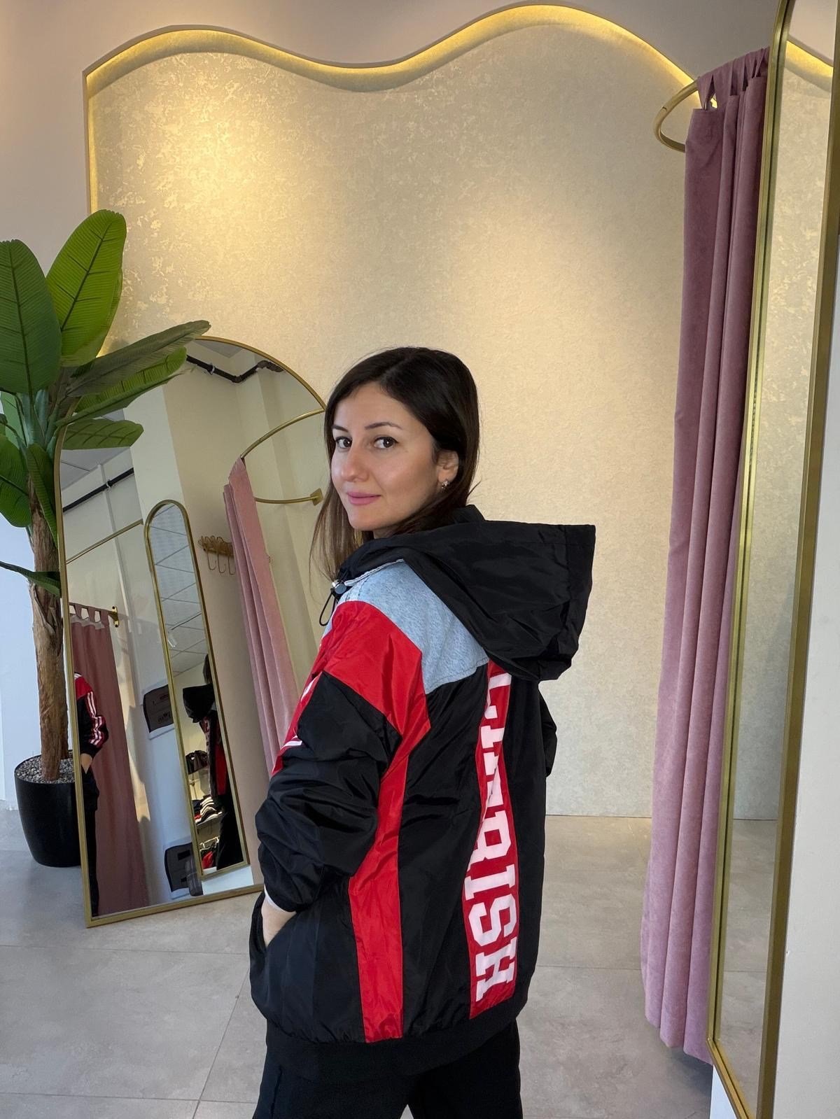 Denim Detaylı Tasarım Siyah Bomber Ceket