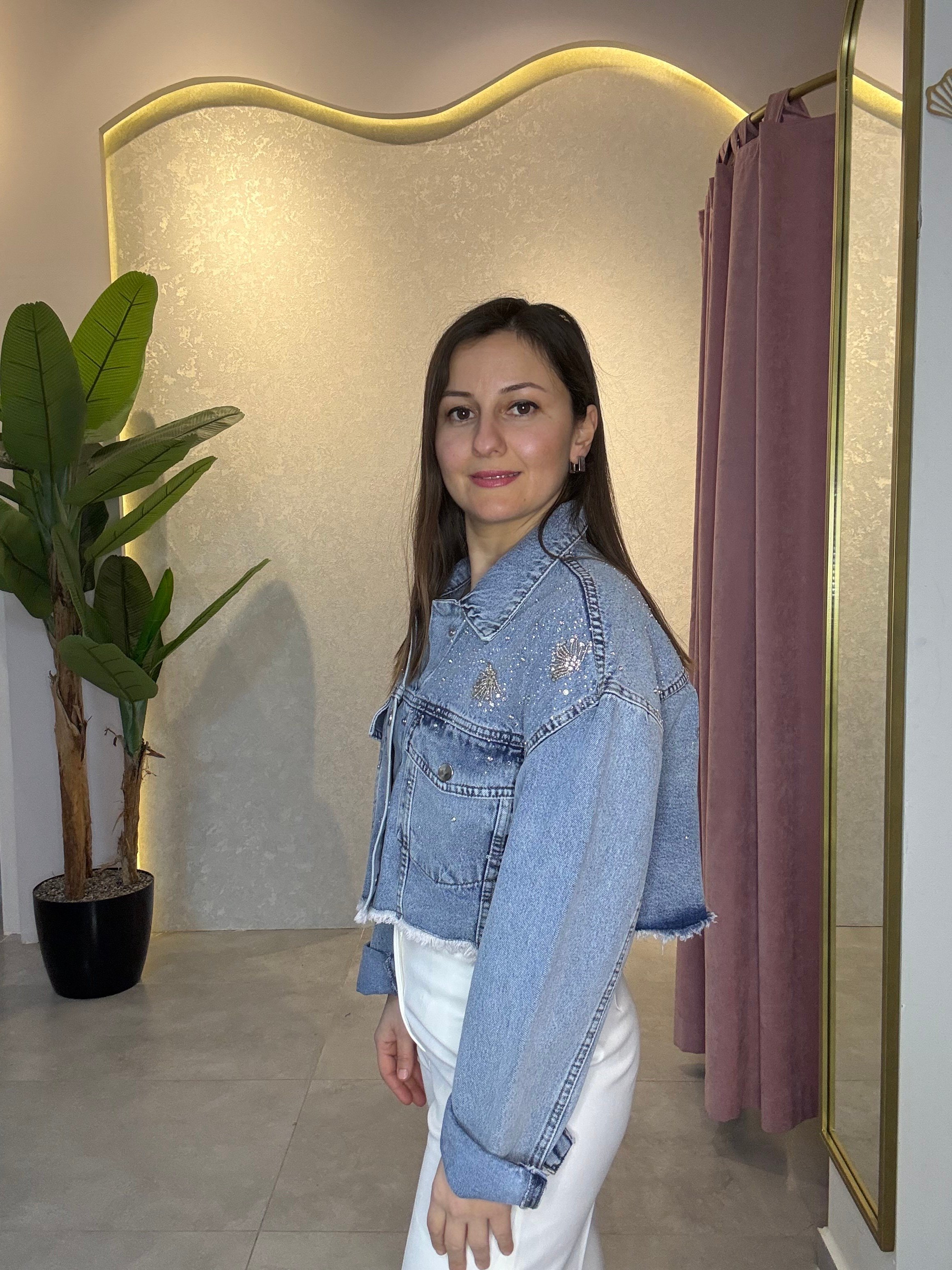 Denim Taşlı Ceket