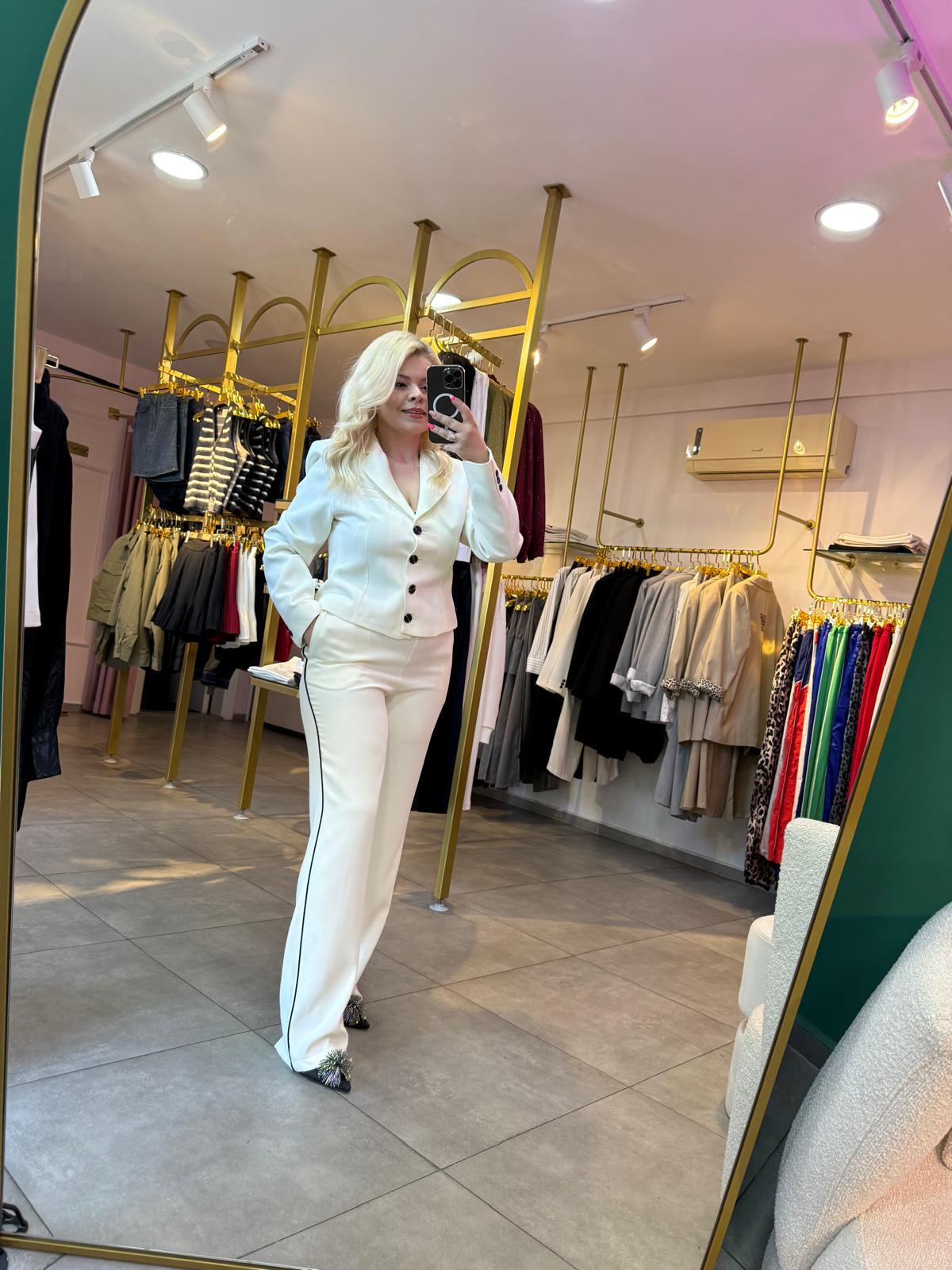 Ekru Blazer Takım