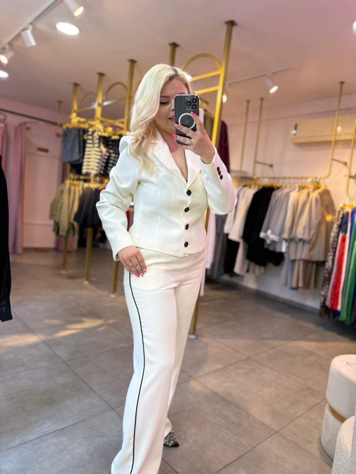 Ekru Blazer Takım