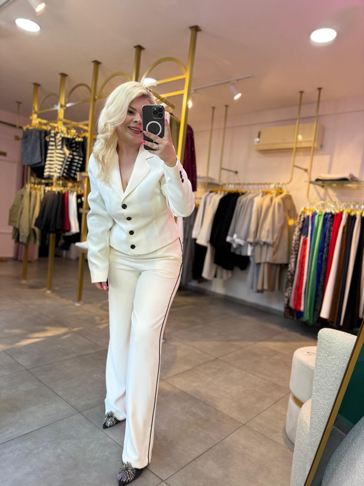 Ekru Blazer Takım