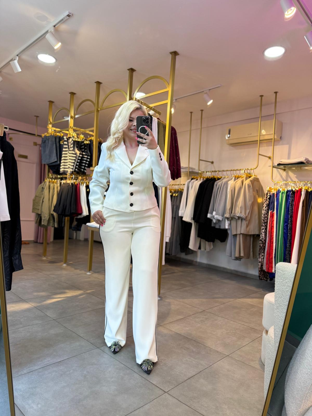 Ekru Blazer Takım