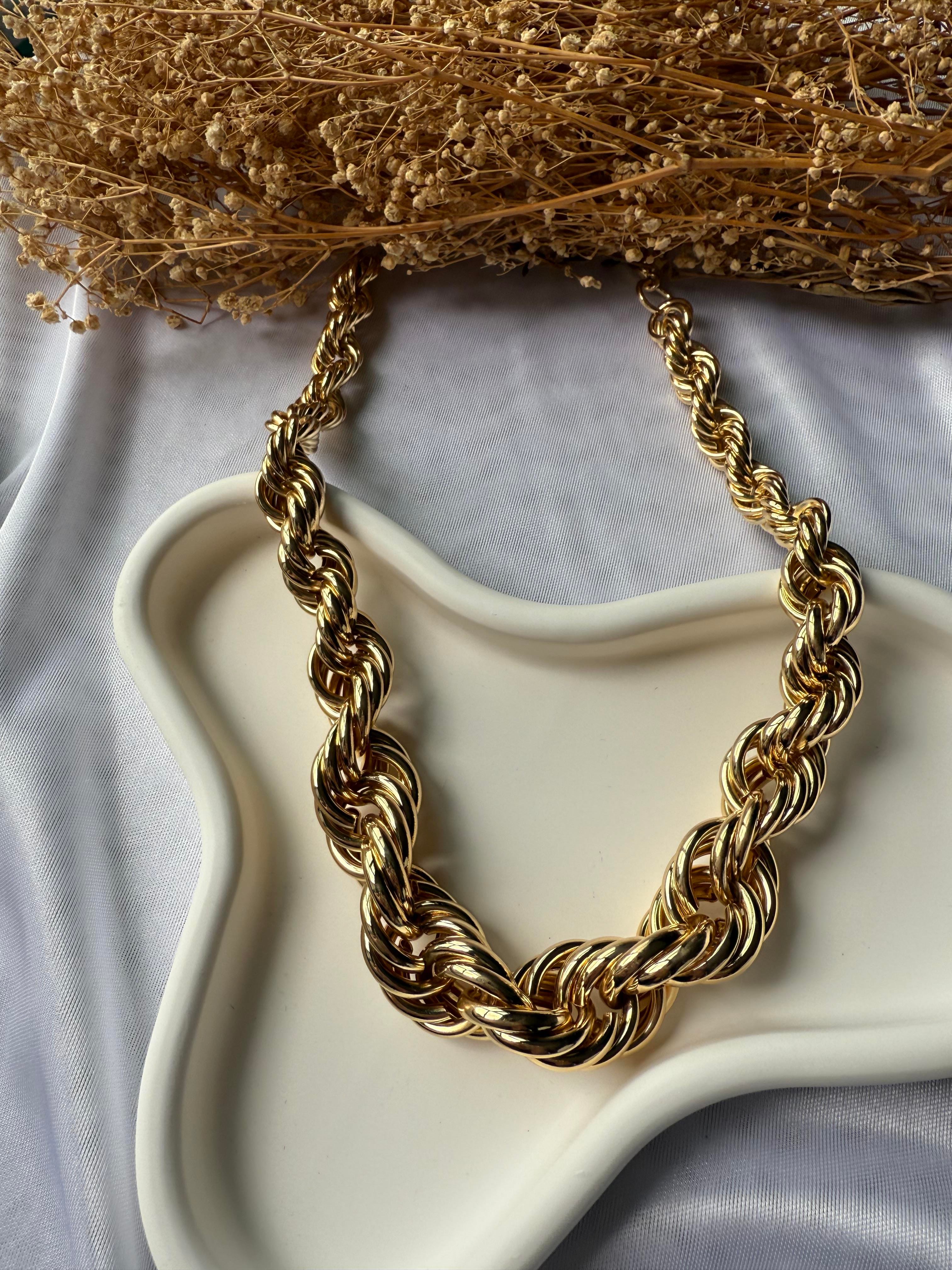 Gold Burgu Model Kalın Zincir Kolye