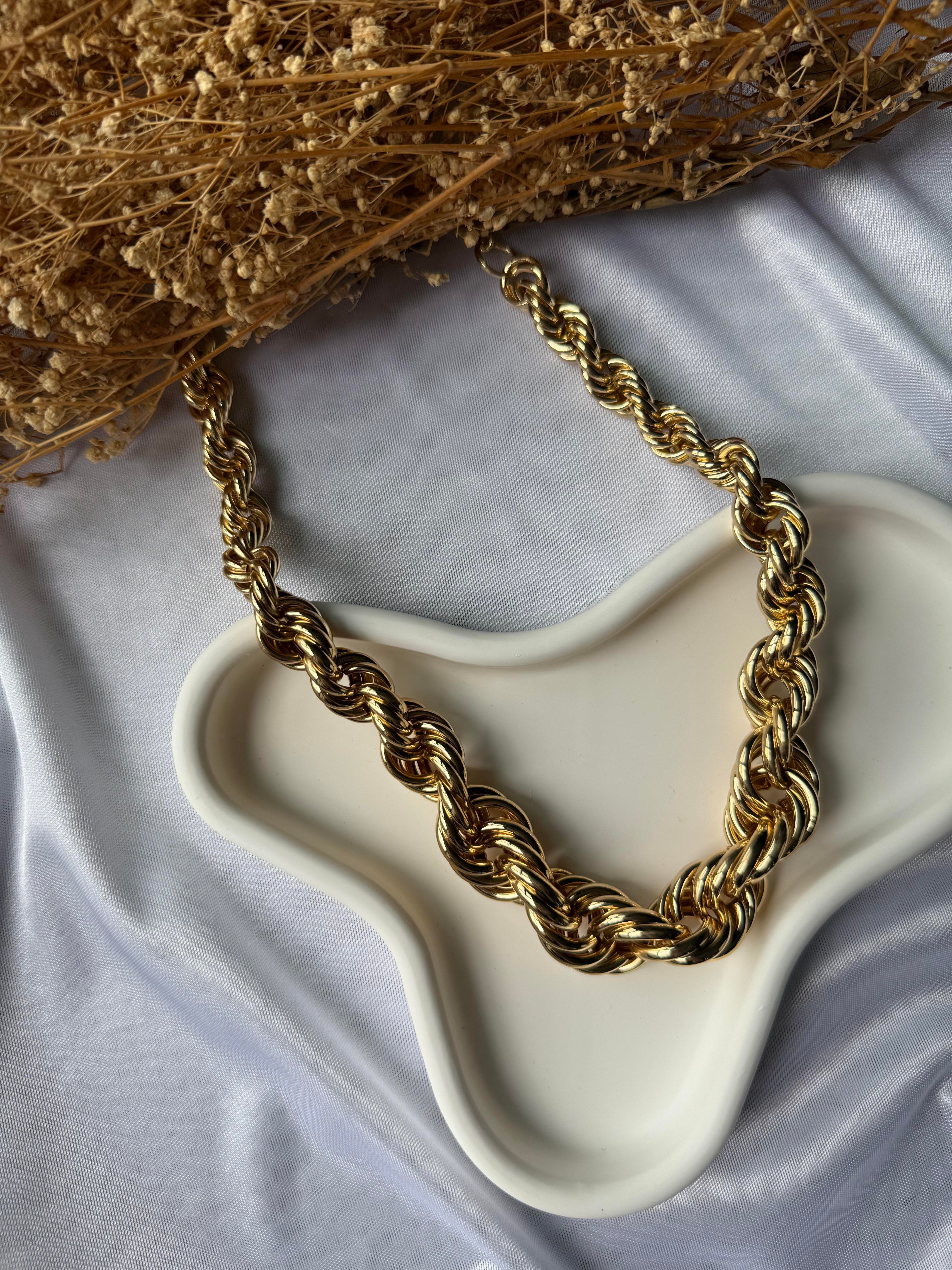 Gold Burgu Model Kalın Zincir Kolye