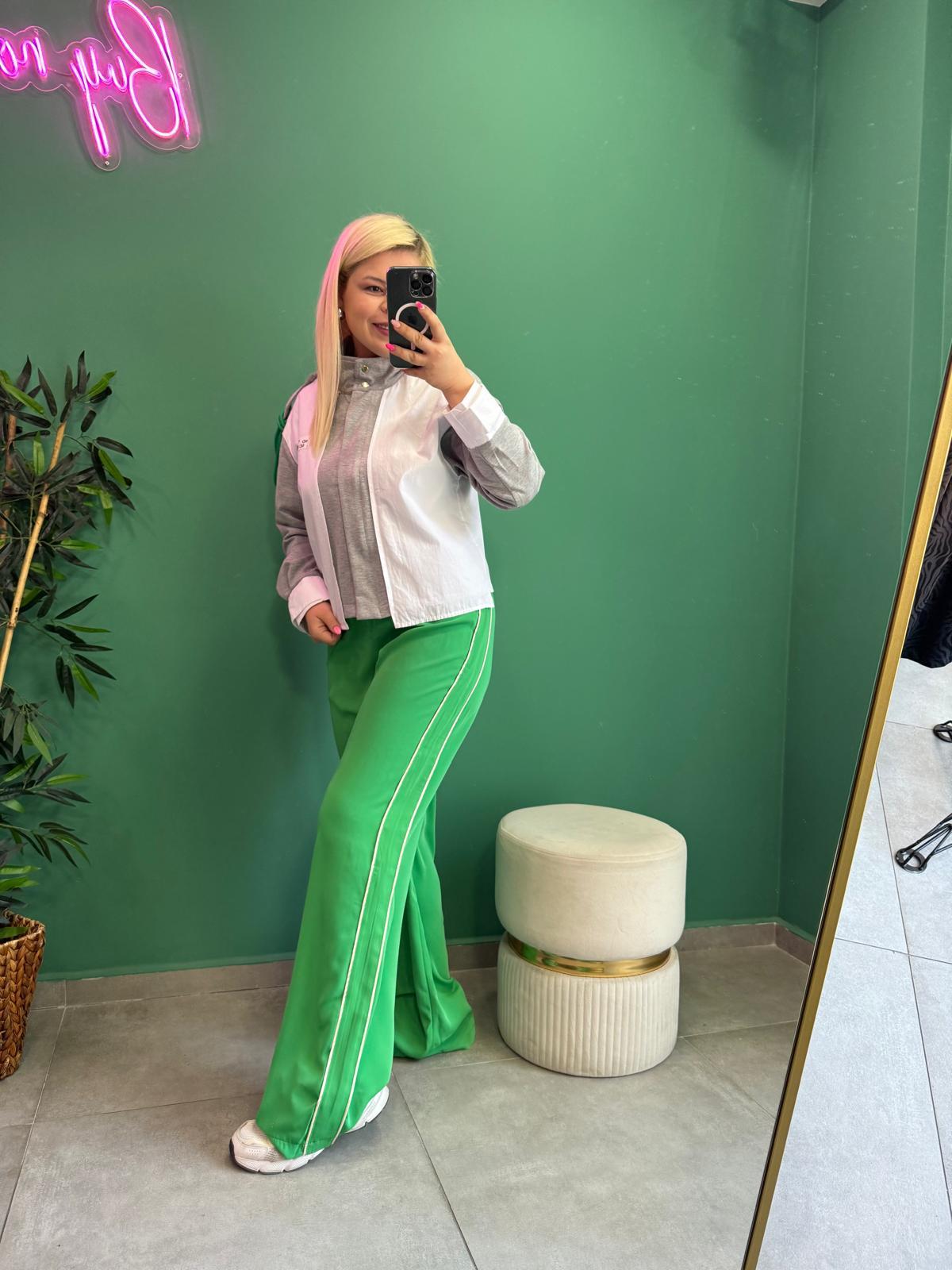 Gömlek Detaylı Önü Fermuarlı Sweat Ceket