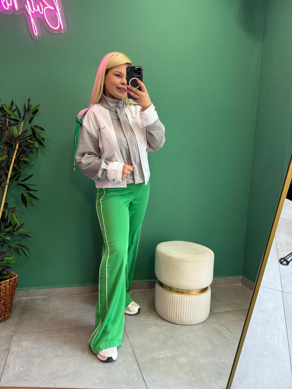 Gömlek Detaylı Önü Fermuarlı Sweat Ceket