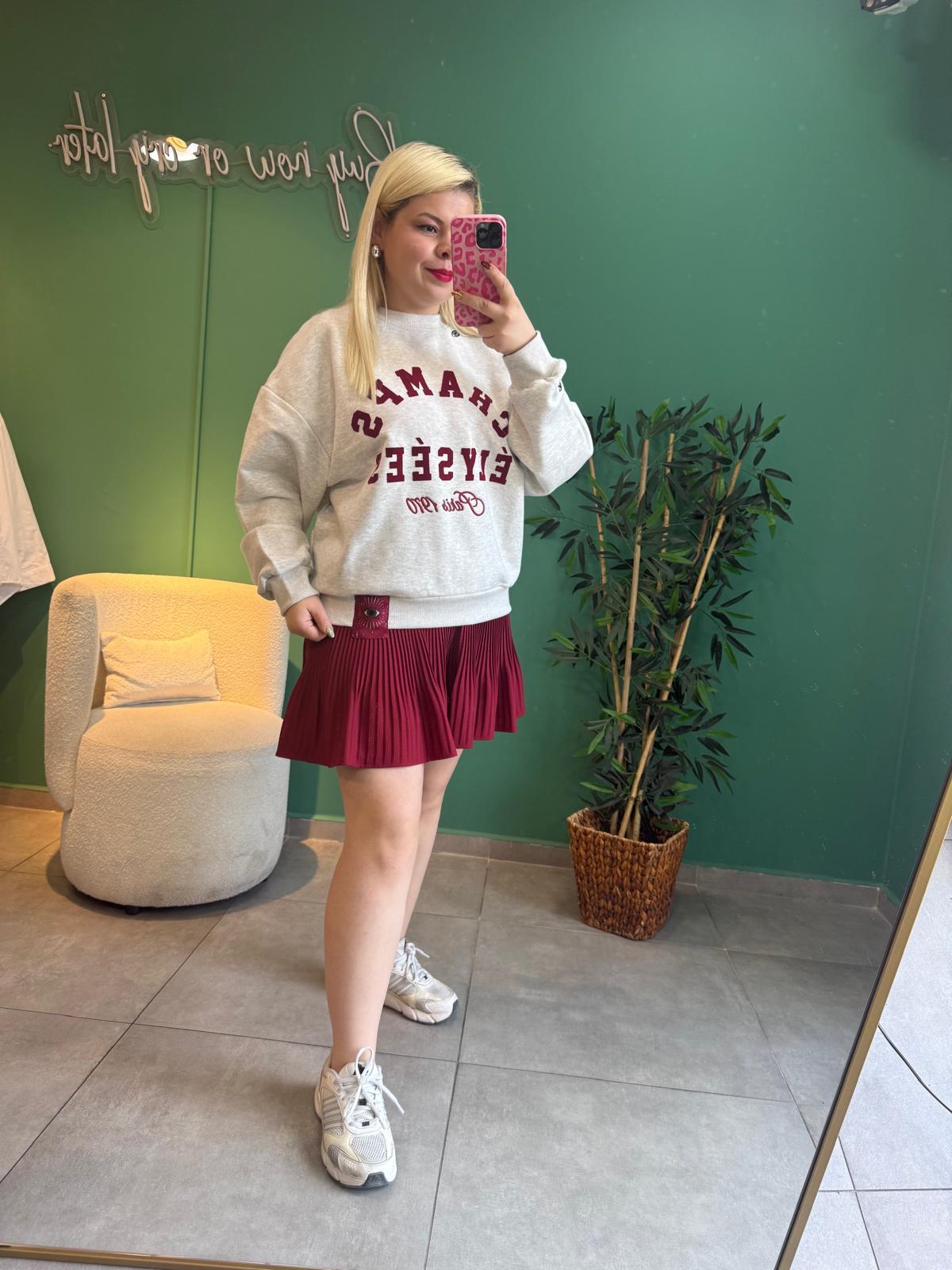 Göz Detaylı Bordo Sweatshirt