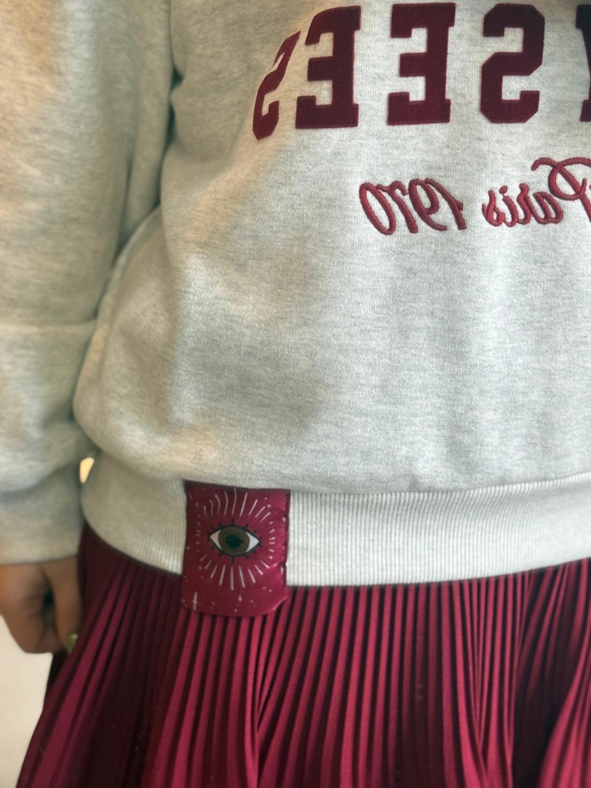 Göz Detaylı Bordo Sweatshirt