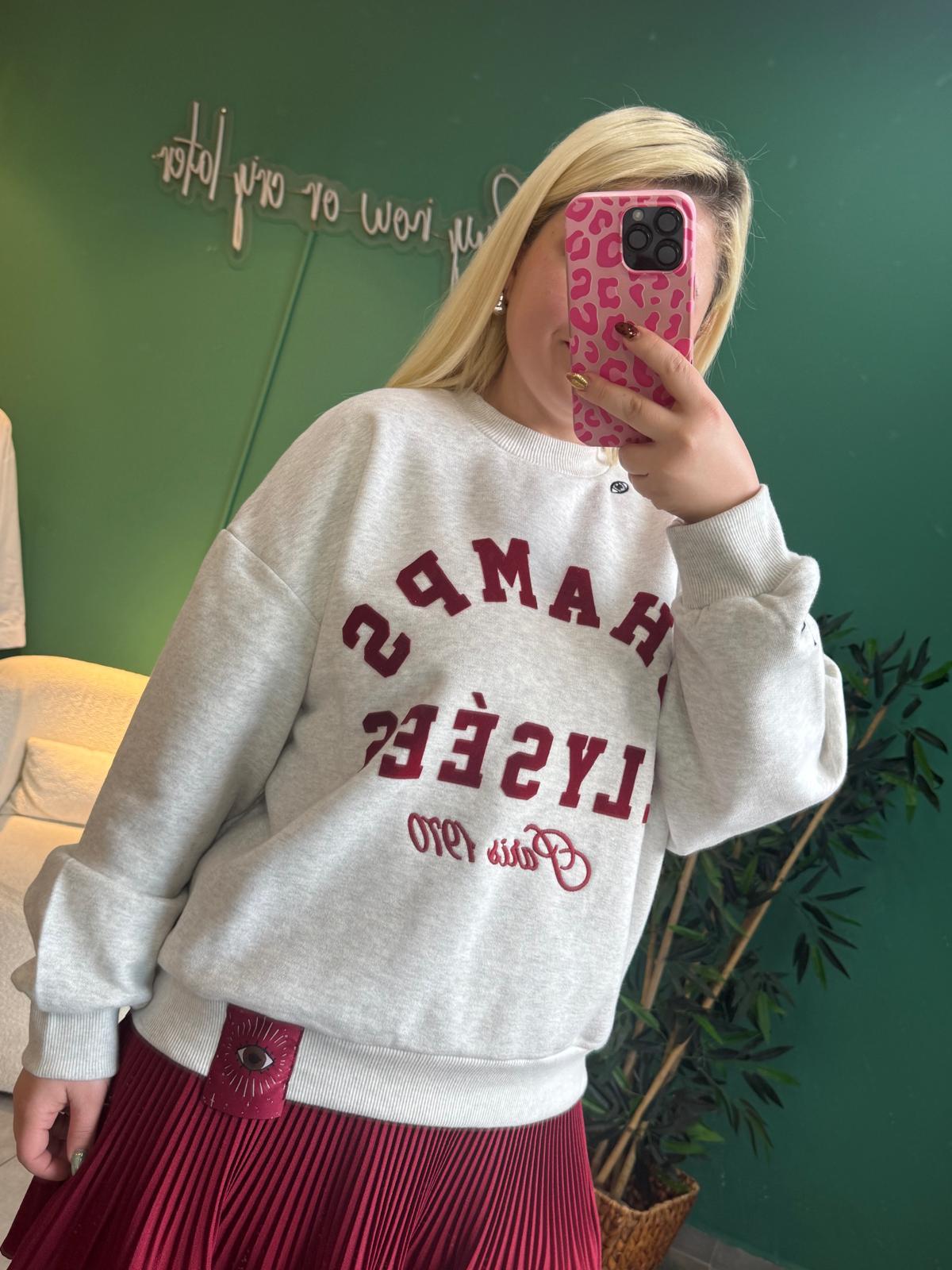 Göz Detaylı Bordo Sweatshirt