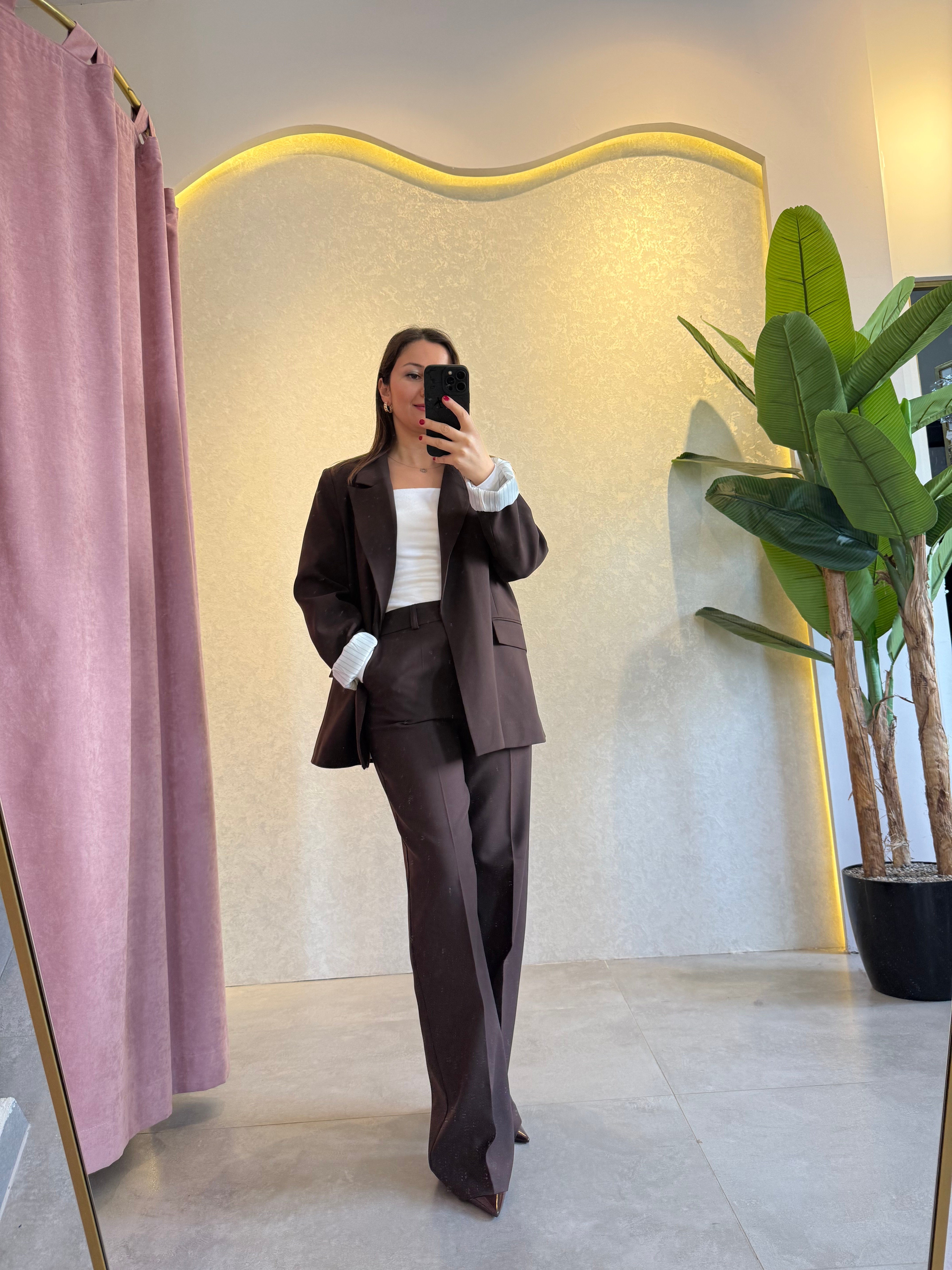 Kahve Blazer Takım